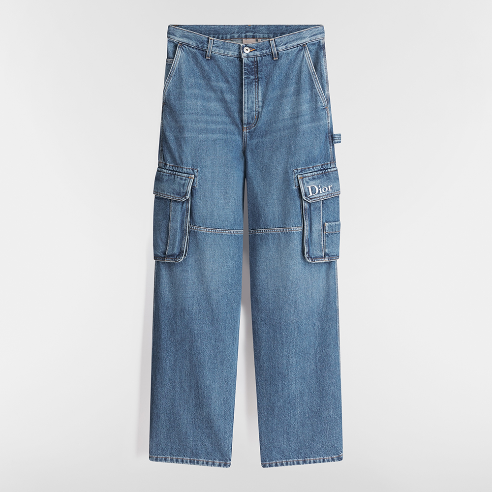 DIOR Cargo Jeans Blue Cotton Twill#380532