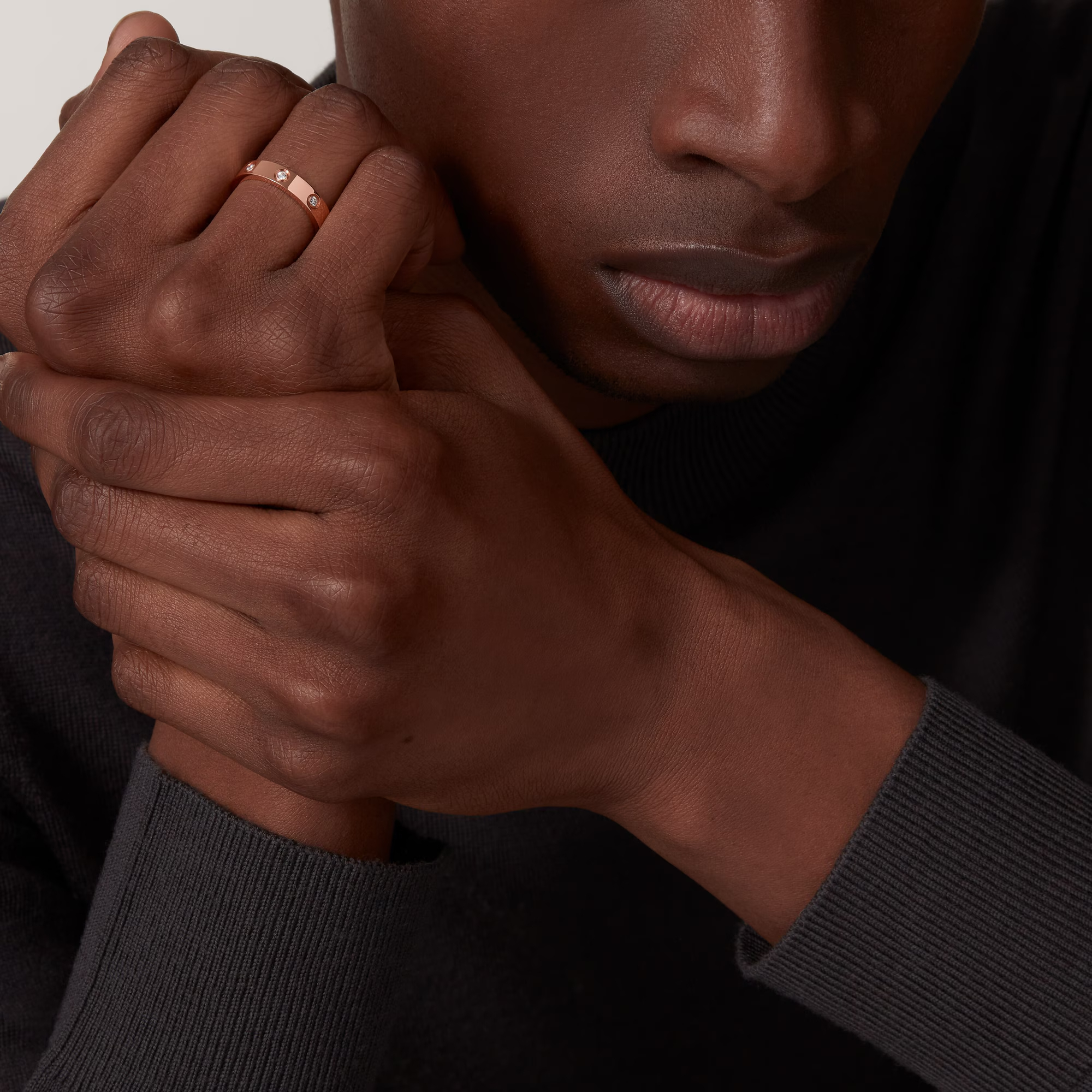 Carty Love Petite Lock Ring, Rose Gold, 8 Moissanite