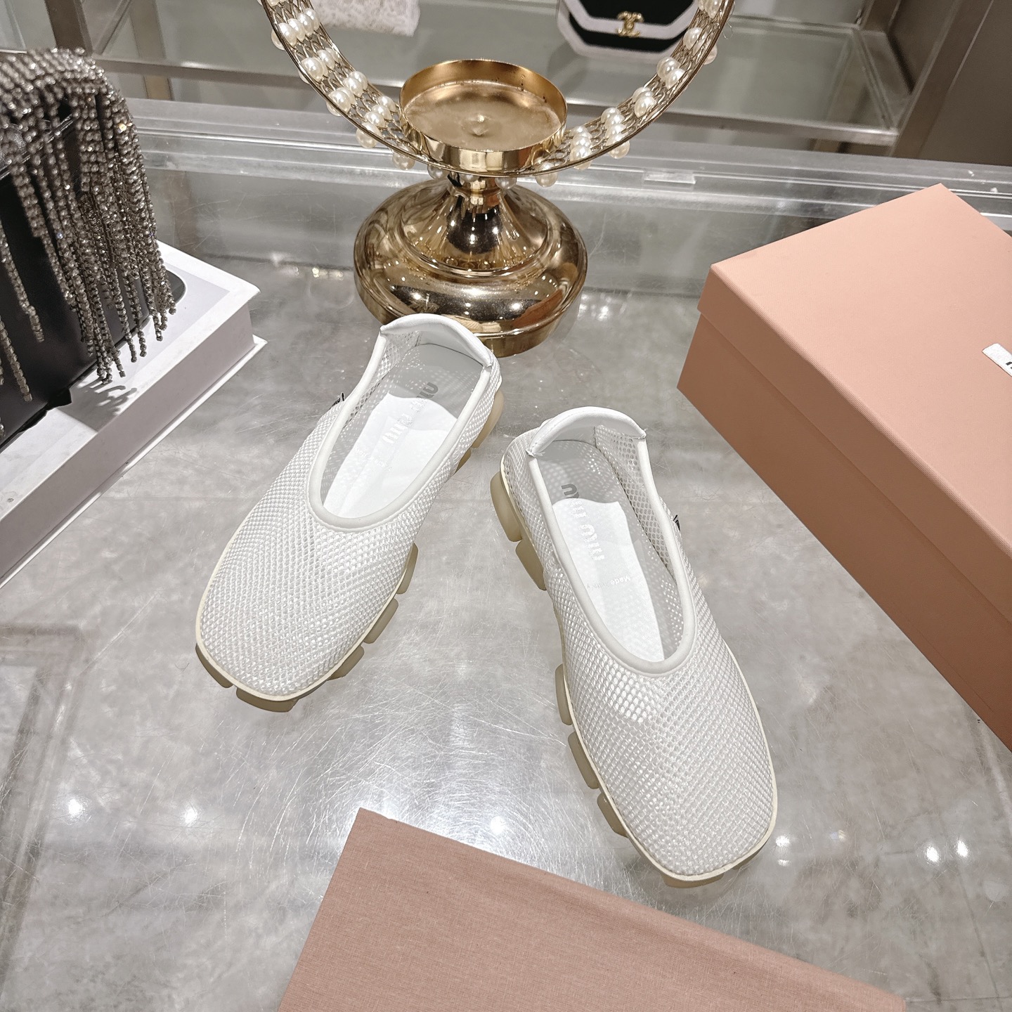 [TOP] Miu Miu Loafer Shoes - White - 711 Luxury
