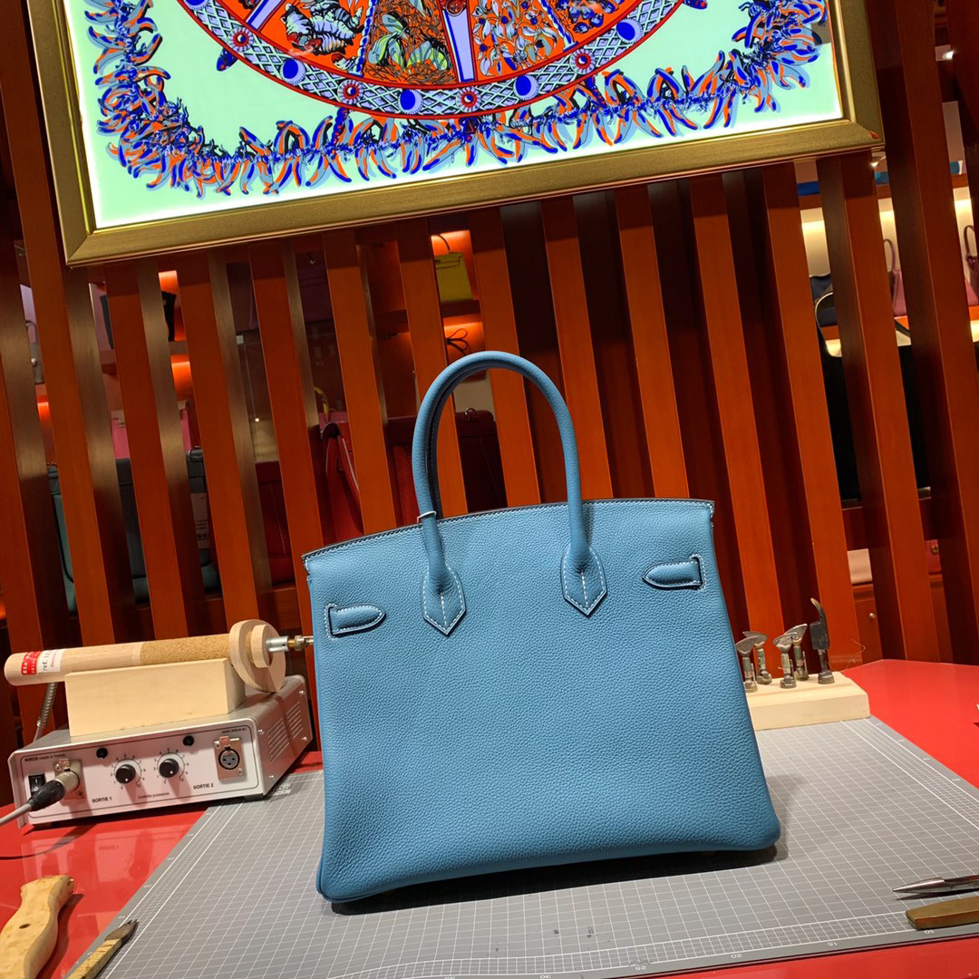 [TOP] HERMES Birkin Togo Leather 30cm - Bleu Jean & GHW