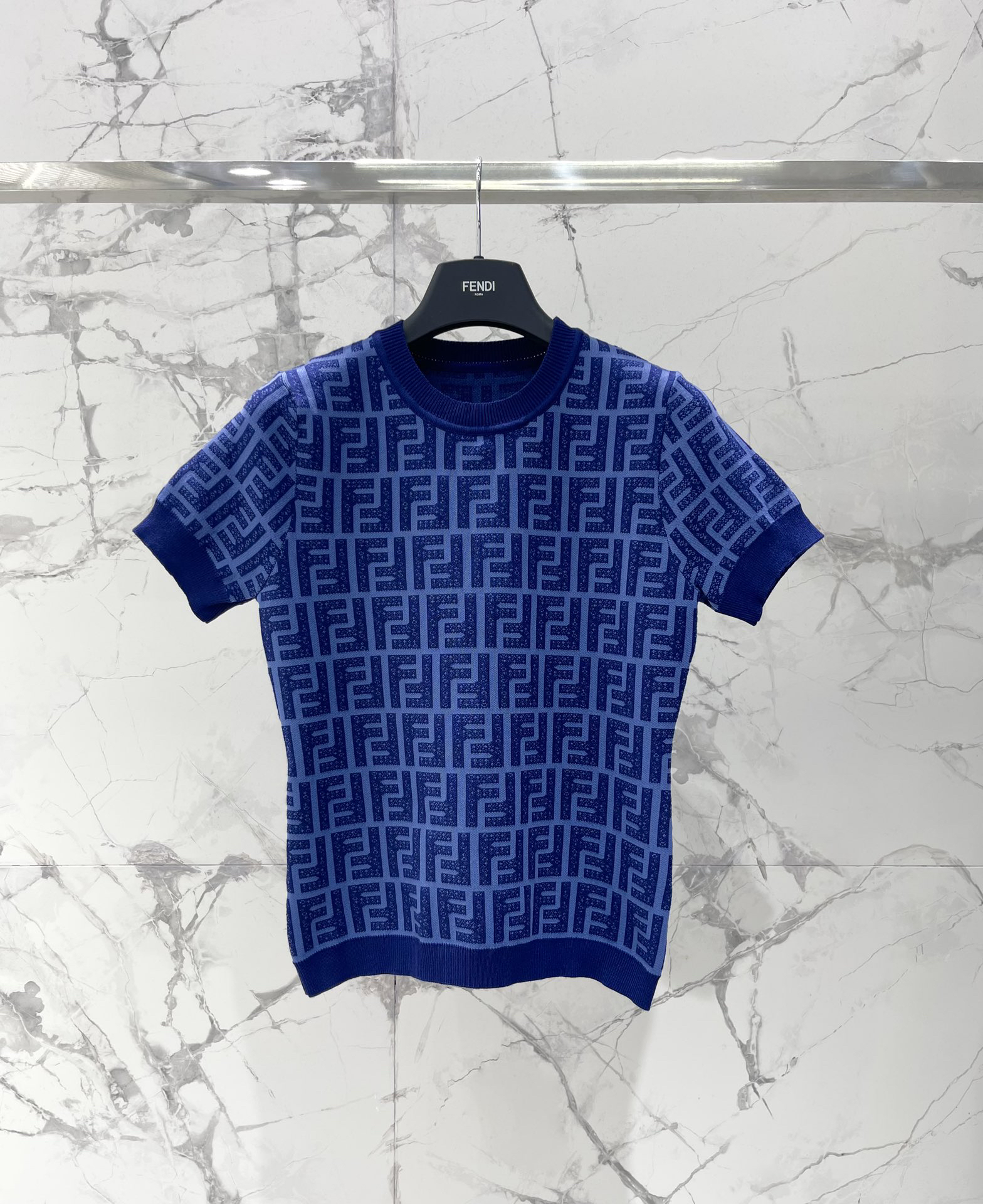 [TOP] FENDI FF Knit Top - Blue - 711 Luxury