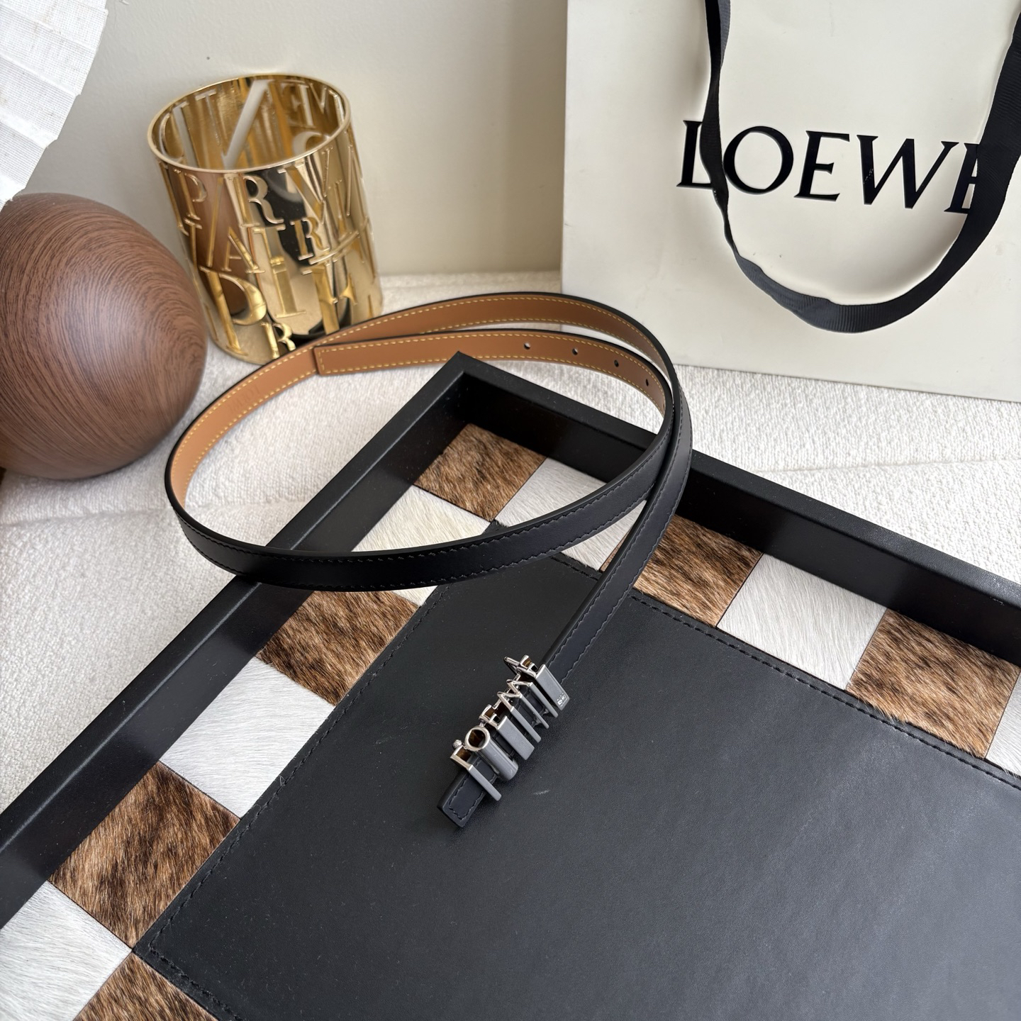 [TOP] LOEWE Leather Belt 1.5 cm - Black - 711 Luxury