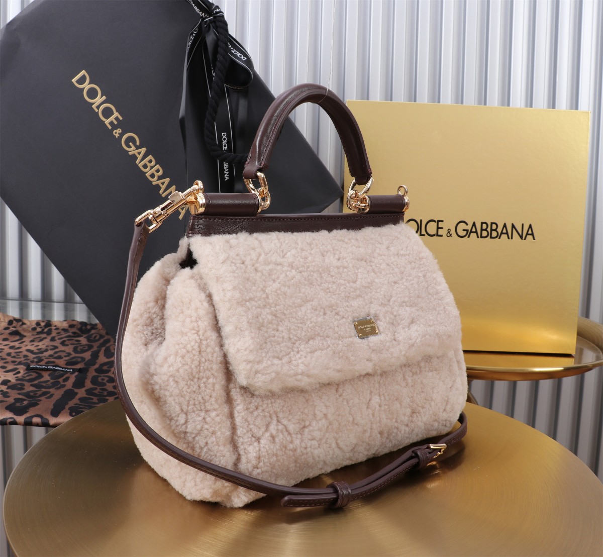 [TOP] Dolce & Gabbana D&G Sicily Bag Lambswool Bag 20x16x8cm - Pink - 711 Luxury