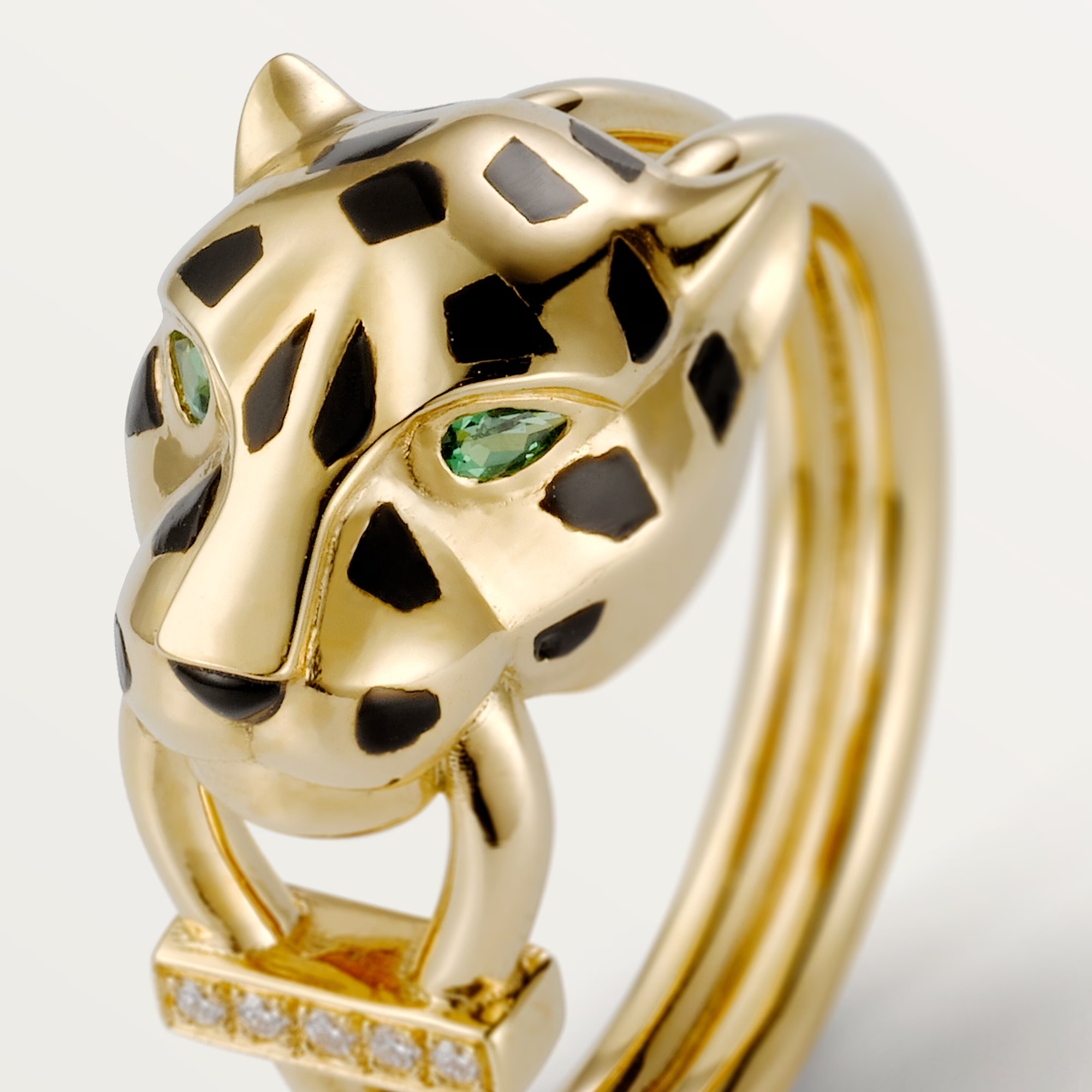 Carty Panther Motif Ring, Yellow Gold, Moissanite