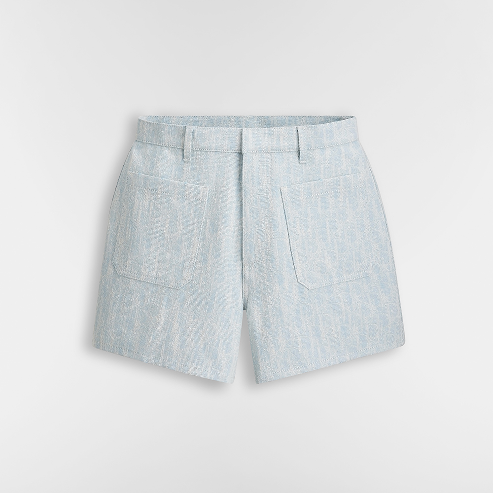 DIOR Shorts Light Blue Dior Oblique Washed Cotton Denim #386396