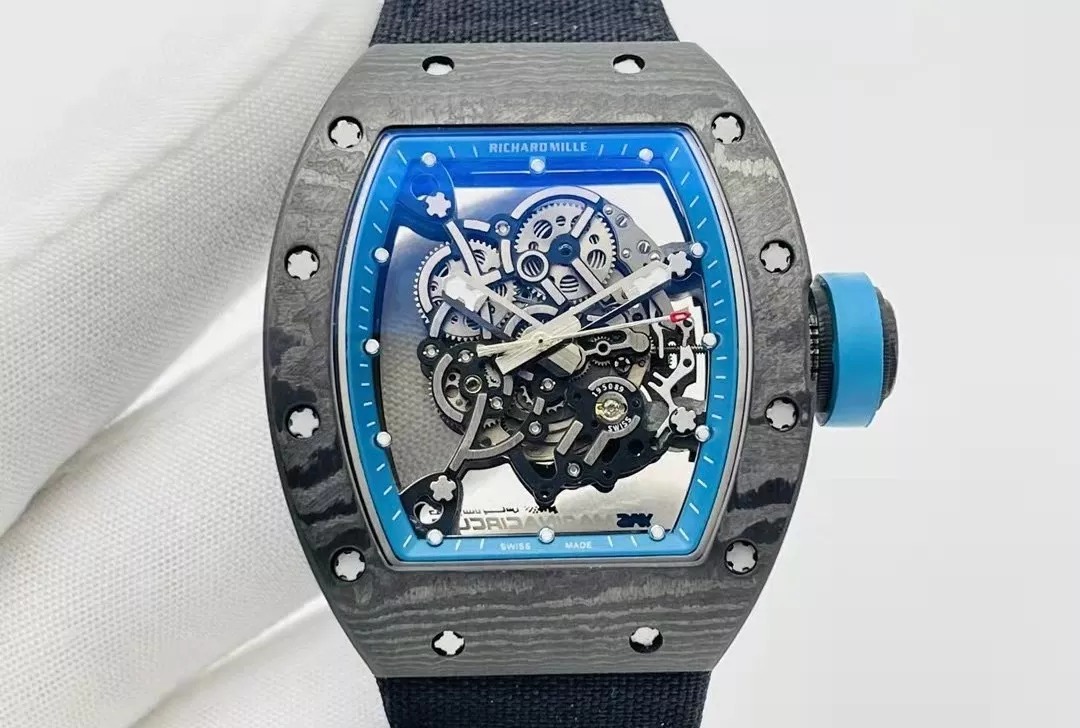 RM055 Skeleton Black Canvas Strap 42mm