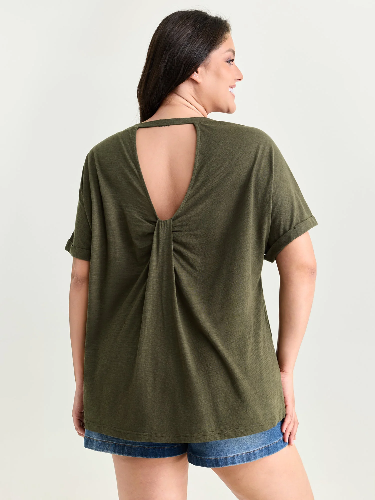 Cotton Open Back Detail T-Shirt