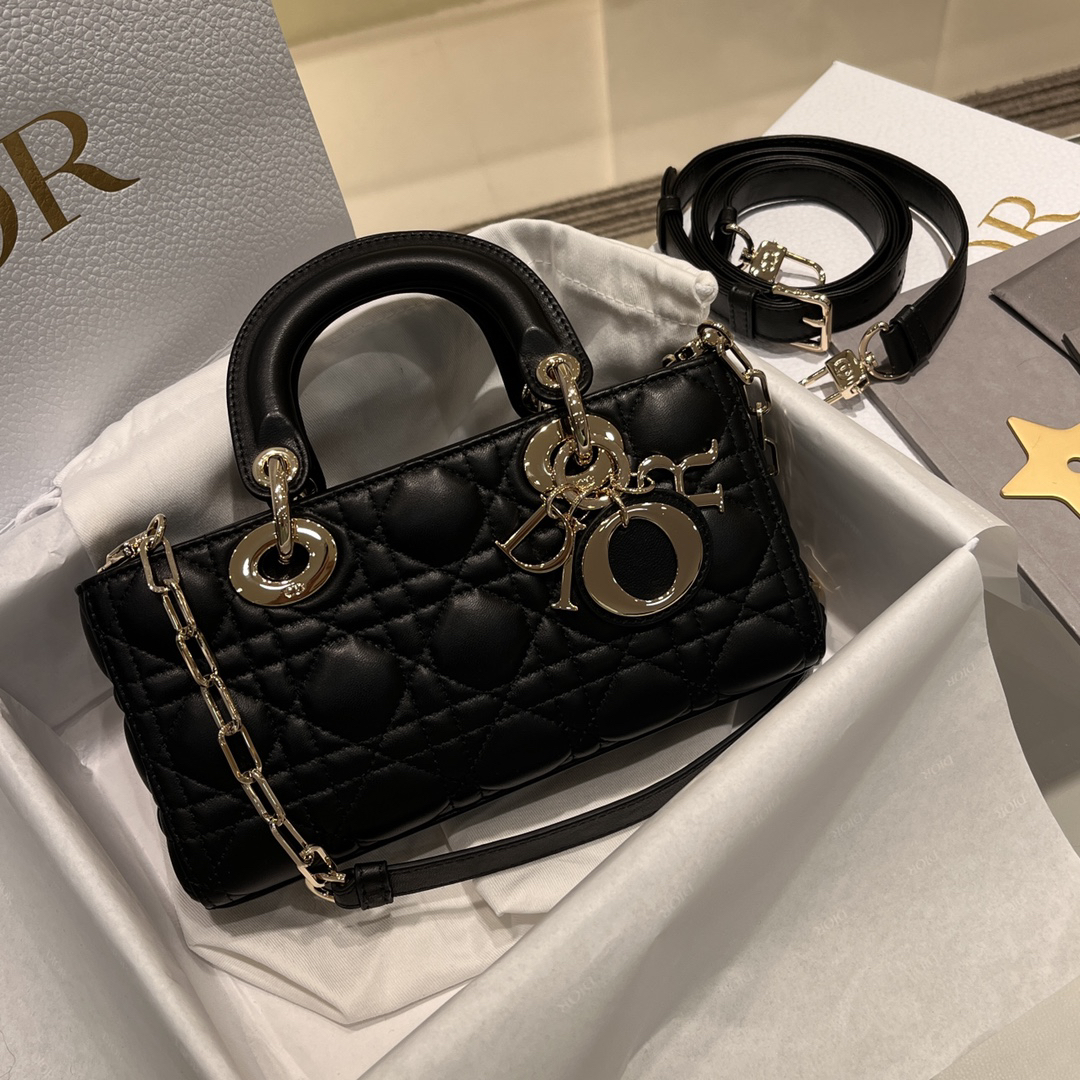 [TOP] Christian Dior Lady D-Joy Bag Lambskin 22x12x6cm - Black - 711 Luxury