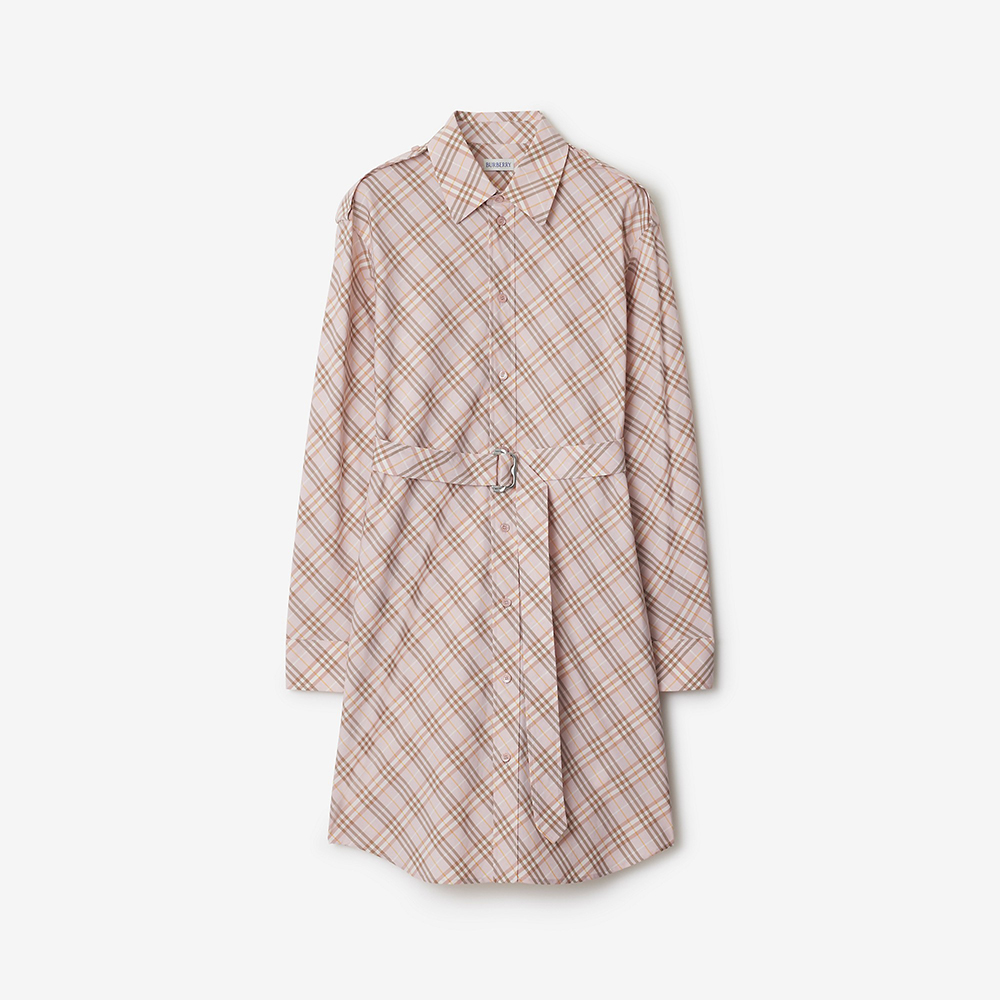 Burberry pink Clothing Burberry Check Cotton Shirt Dress in Floss pink Women Nylon #394434 | Nigo Office
