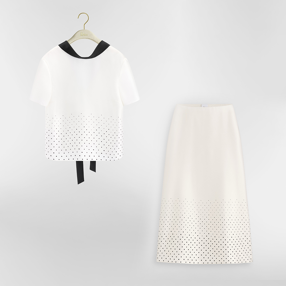 Dior white Clothing Dior White Polka Dot Short-sleeved Top Skirt #389891 | Nigo Office
