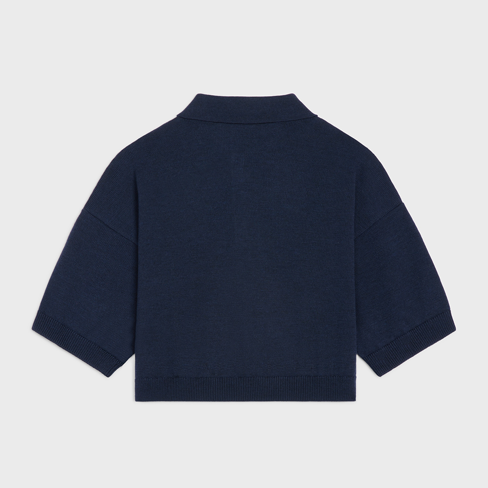 Celine Triomphe Cropped Polo in Wool #383785