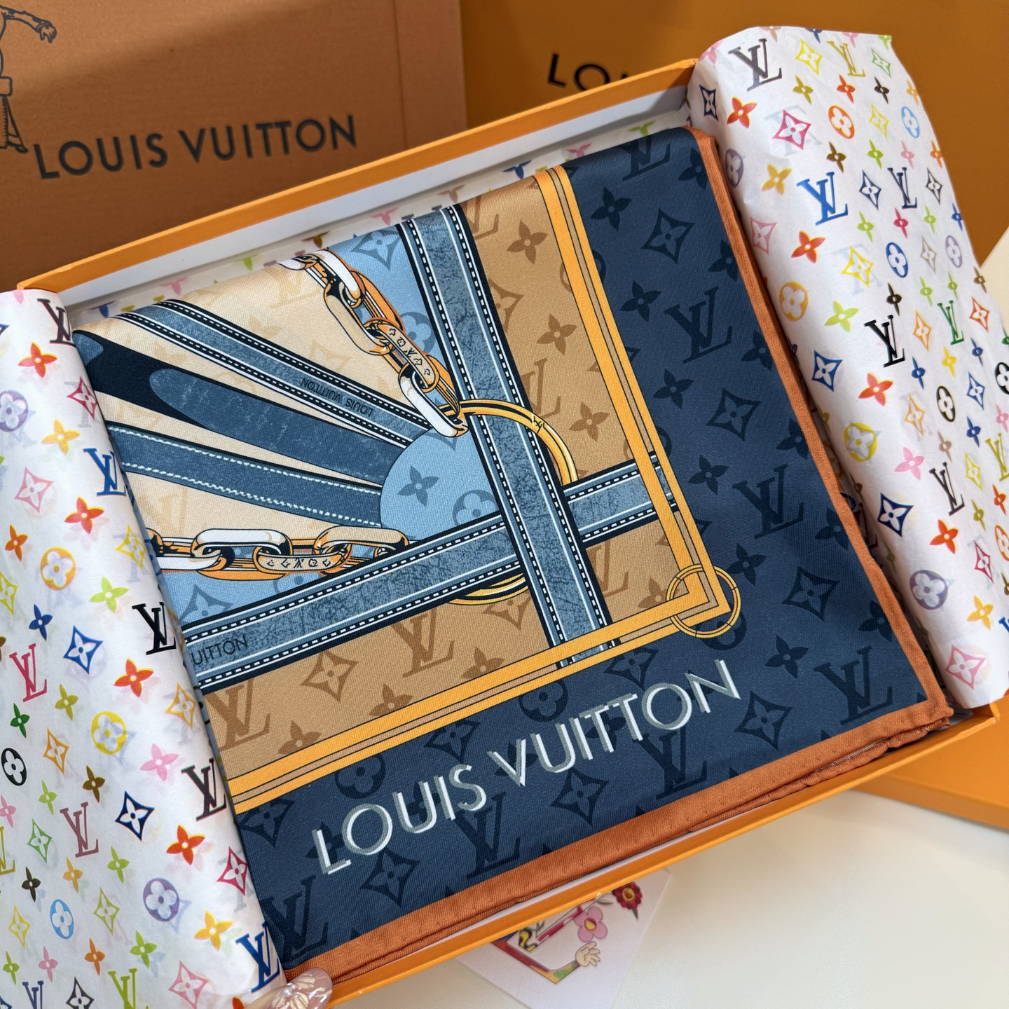 [TOP] Louis Vuitton LV Scarf 90X90cm - Brown - 711 Luxury