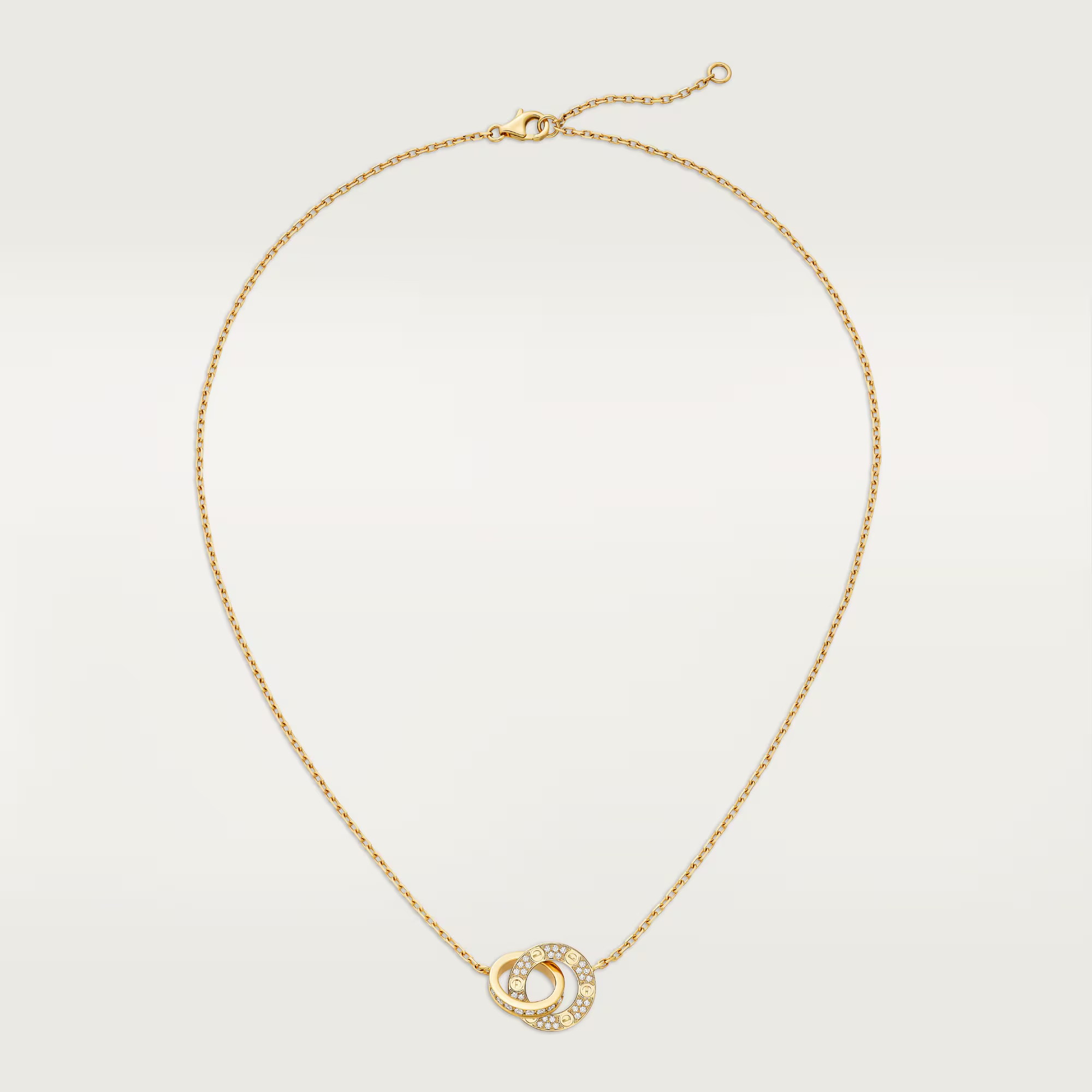 Carty Love Luna Loop Necklace, Yellow Gold, Paved Moissanite