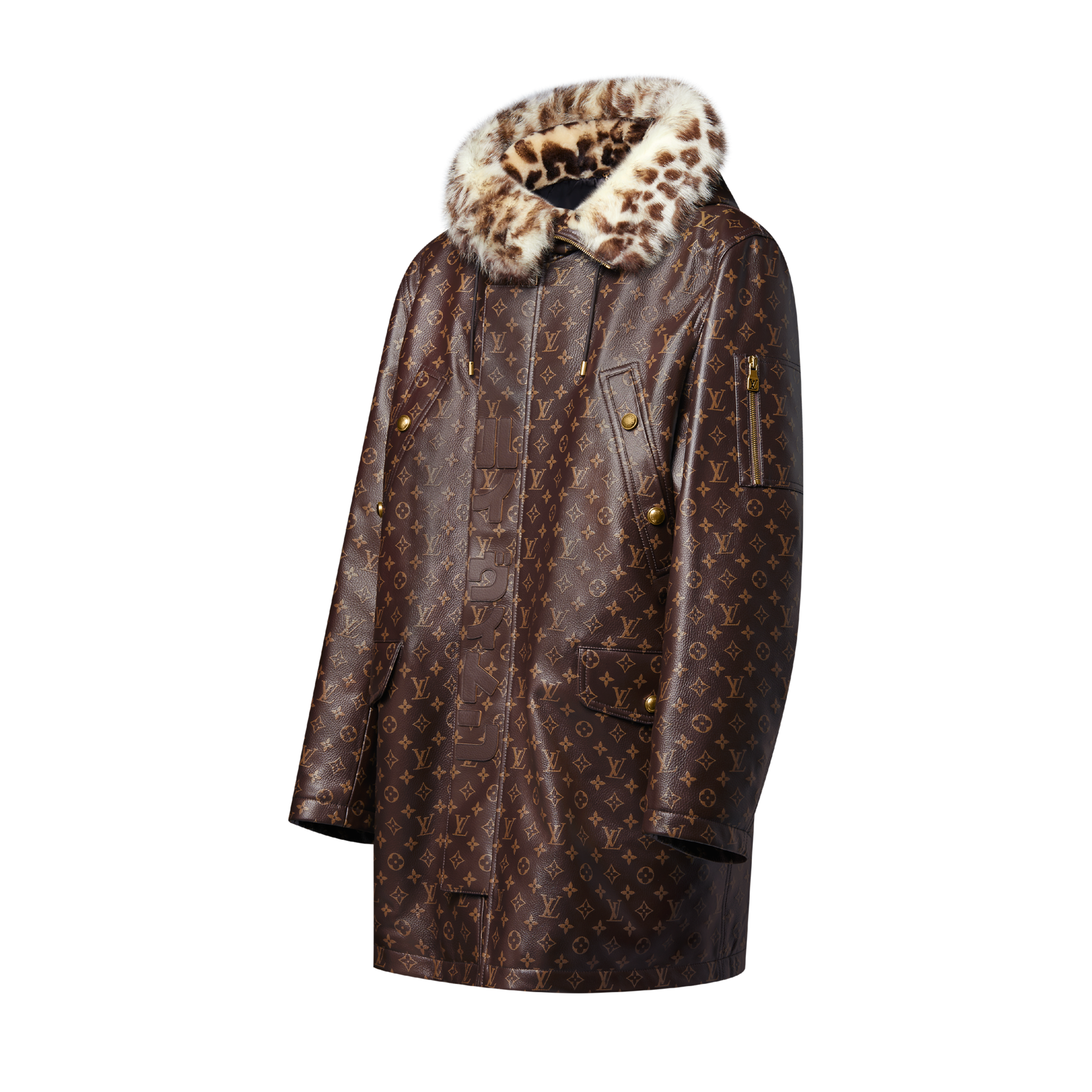 Louis Vuitton Clothing LOUIS VUITTON Monogram Leather Parka High-End #394500 View 2 | Nigo Office