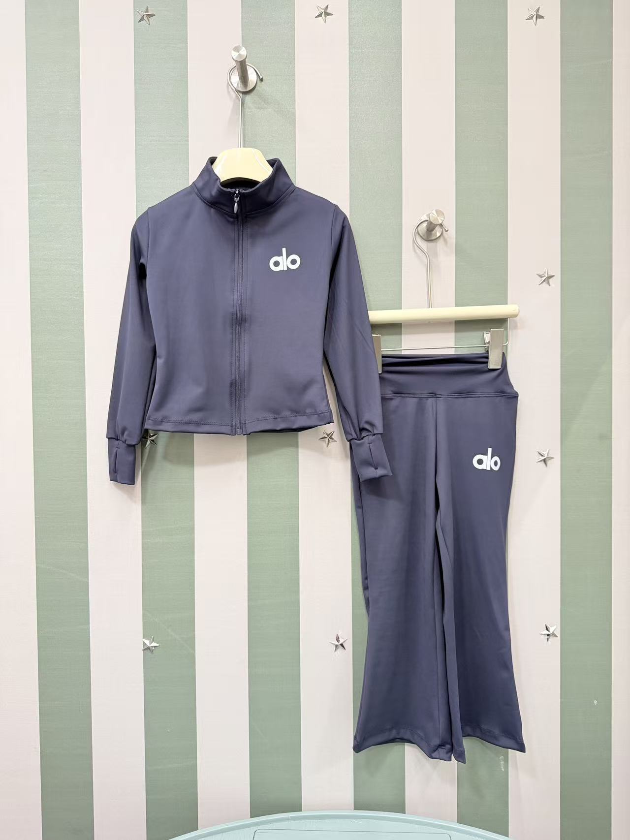 ALO Girls 2-Piece Zip-Up Jacket & Flare Pants Sports Tracksuit Spring Kids Matching Outfit Sizes 110-170