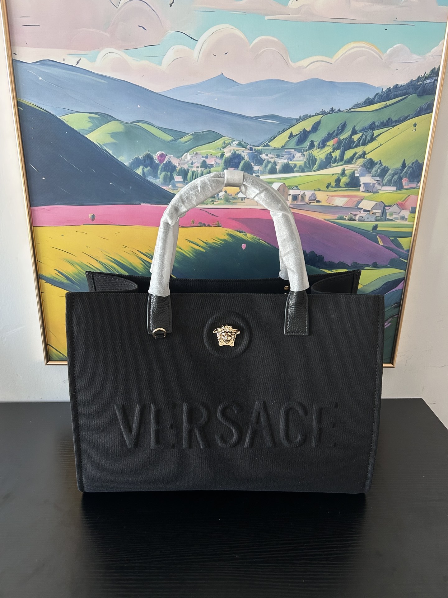 [TOP] VERSACE Denim Tote Bag 40x16x29cm - Black - 711 Luxury