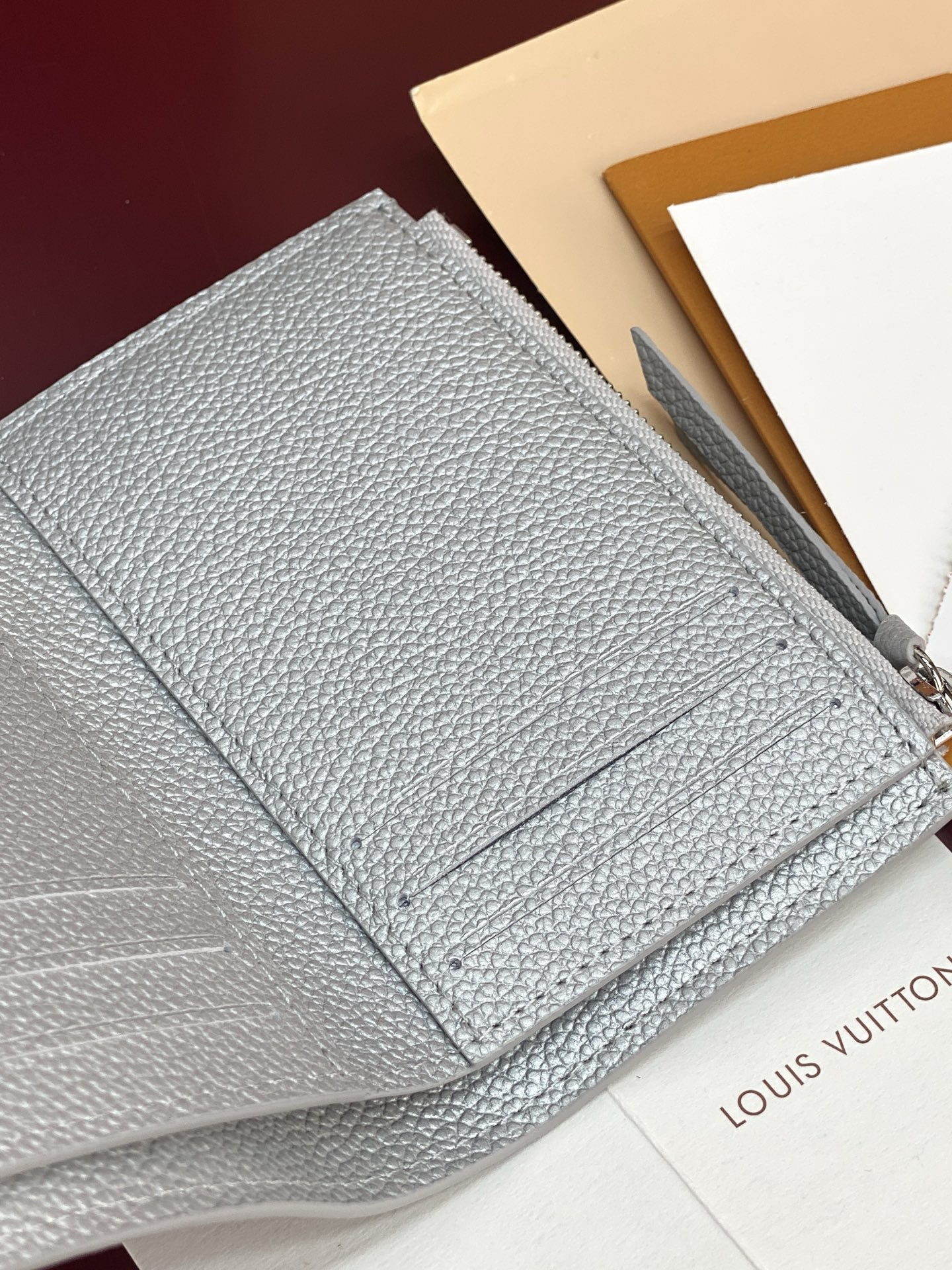 [TOP] Louis Vuitton LV Monogram Empreinte Wallet 12x9.5x2.5cm - Pearl Silver