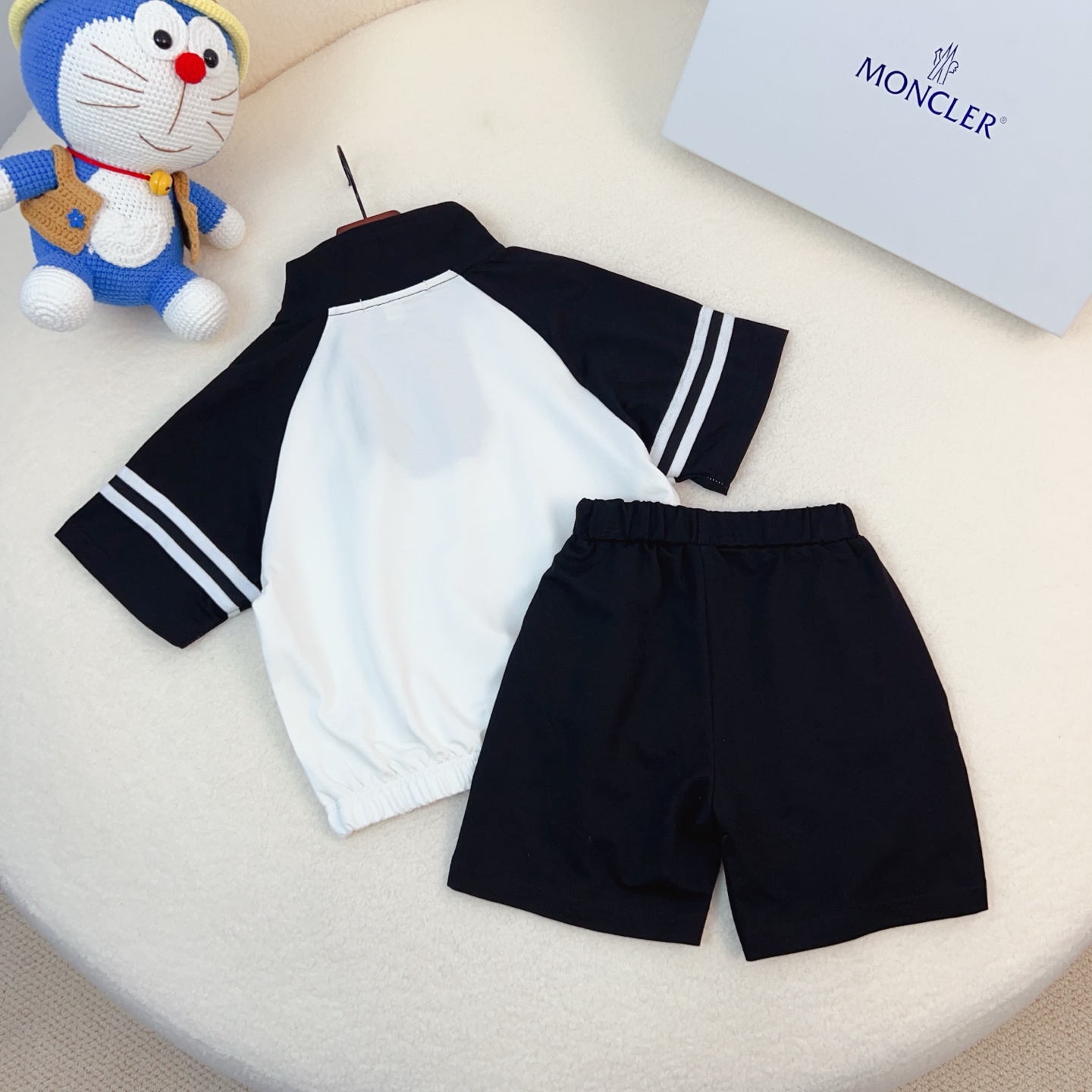 ALO Kids Sibling Matching Set Boys Half-Zip Raglan Top & Striped Shorts 2-Piece Cotton Outfit Sizes 100-160