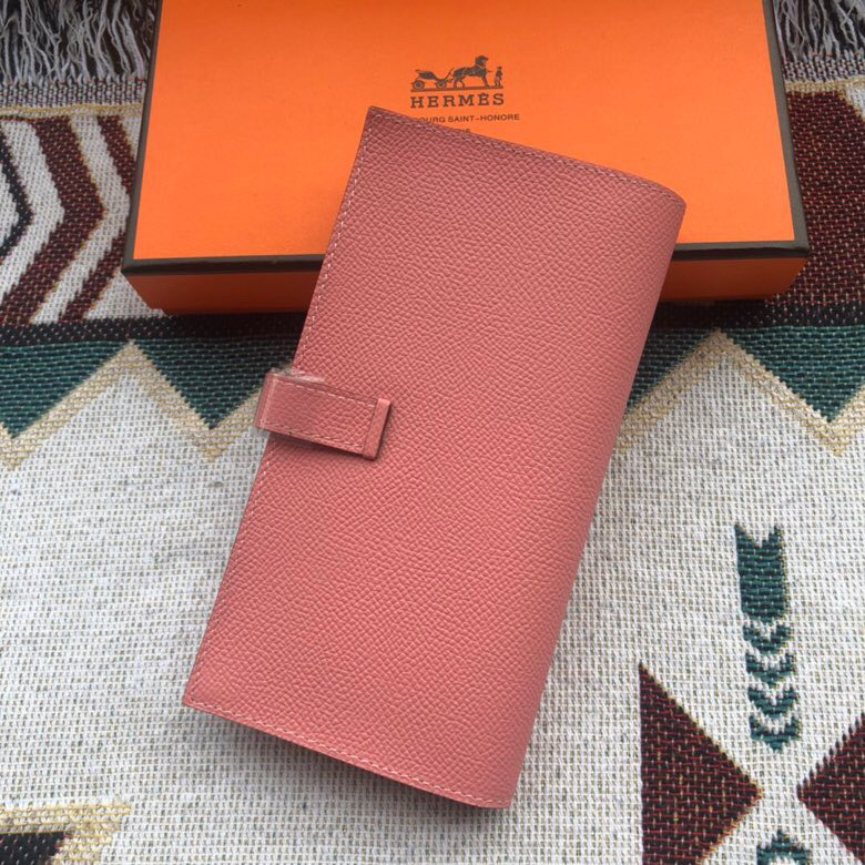 [TOP] HERMES Bearn Wallet Epsom Leather 17.5*9.5cm - Pink - 711 Luxury