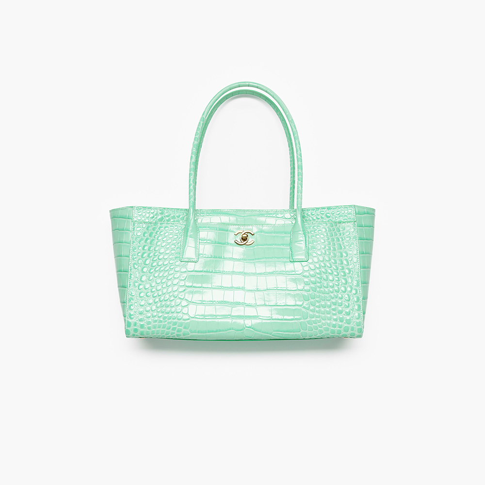 Chanel Small Tote Crocodile Embossed Calfskin Gold Tone Metal #378166