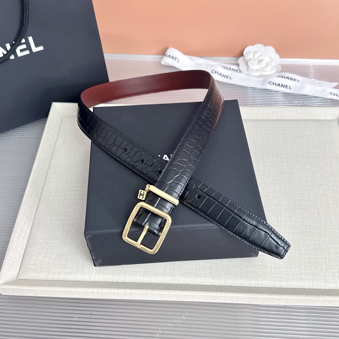 [TOP] CHANEL Cowhide Belt 3 cm - Black - 711 Luxury
