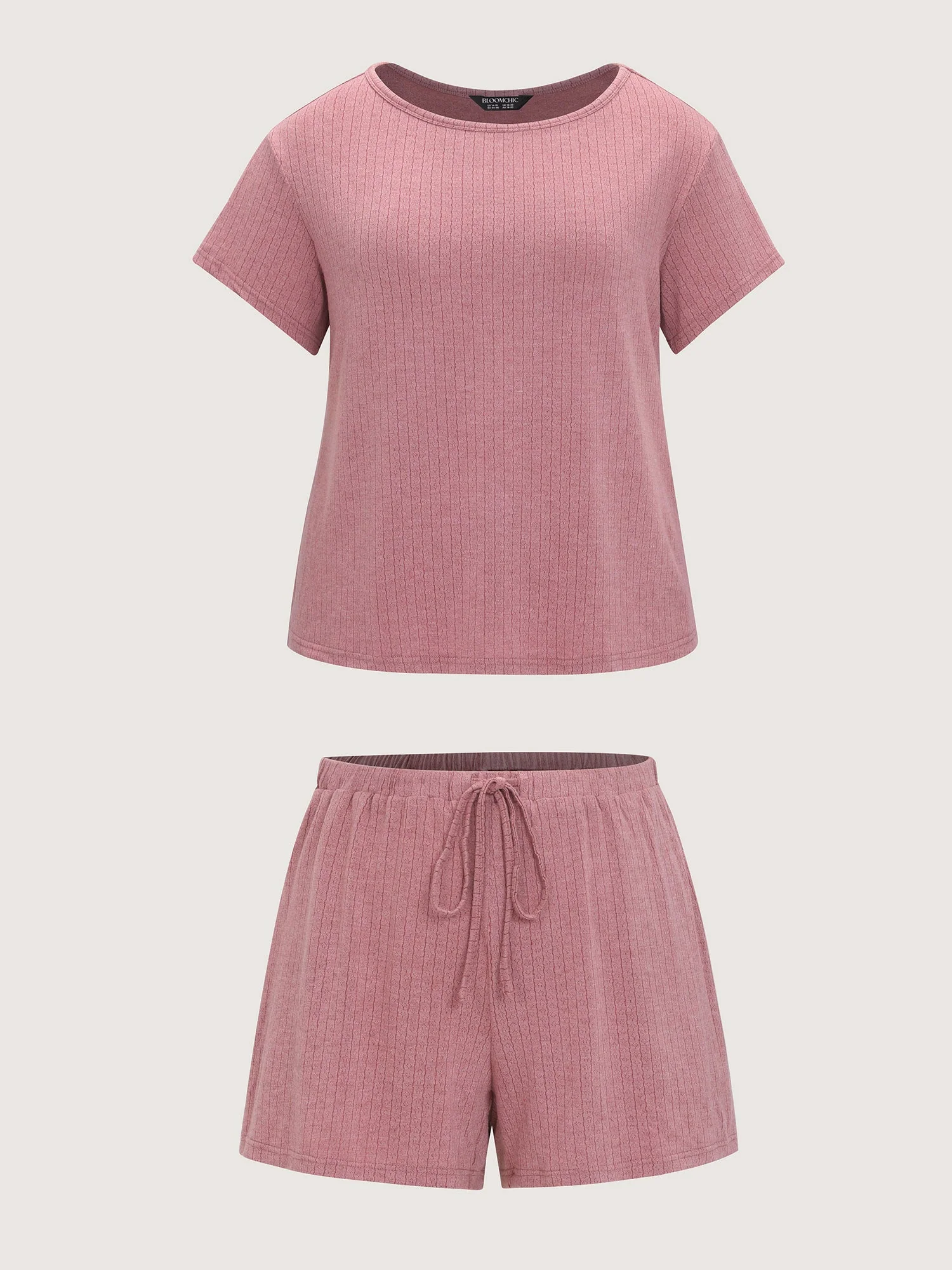 Supersoft Ribbed Plain Two-Piece Lounge Set