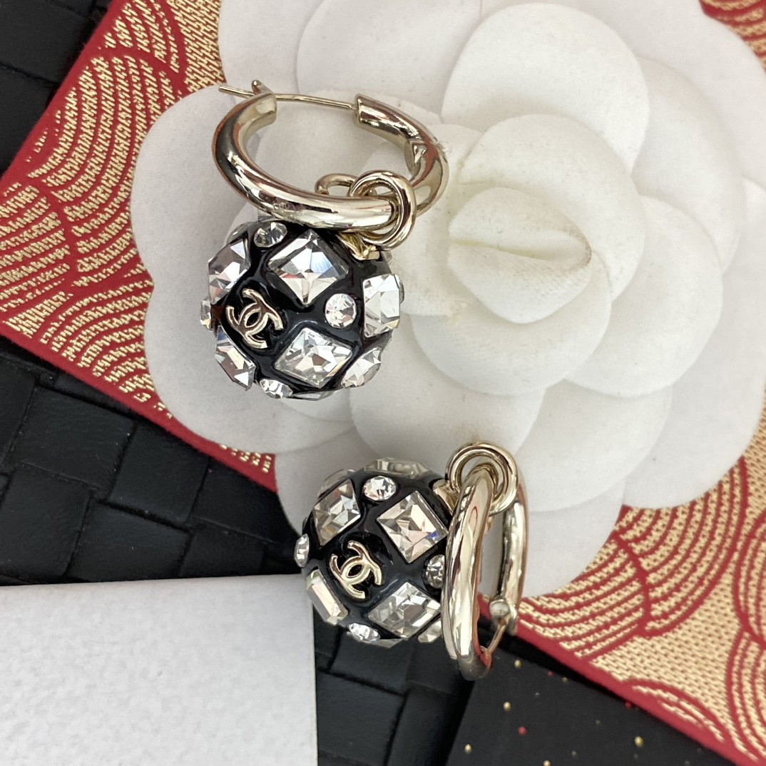 [TOP] CHANEL CC Earrings - Black