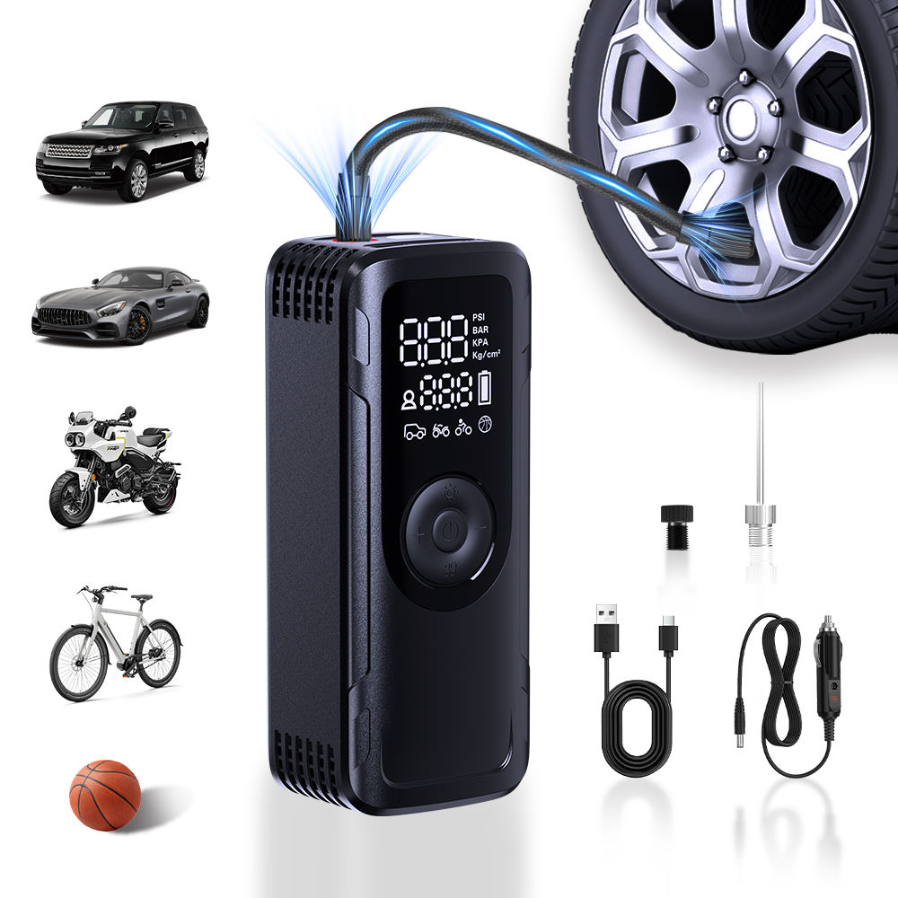 Portable Cordless Tire Inflator Air Compressor 150 PSI – Digital LED Car Tire Pump with Rechargeable Battery