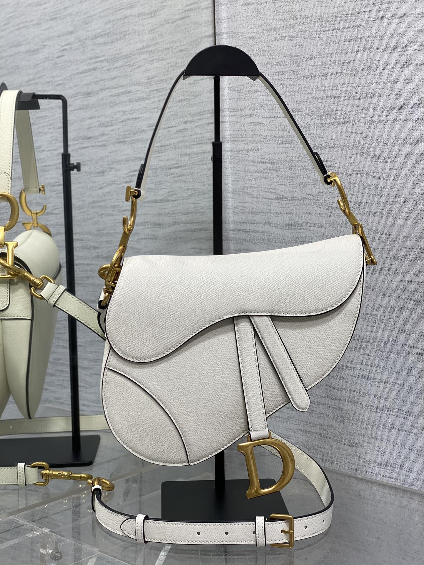 [TOP] Christian Dior Saddle Bag 25cm - White - 711 Luxury