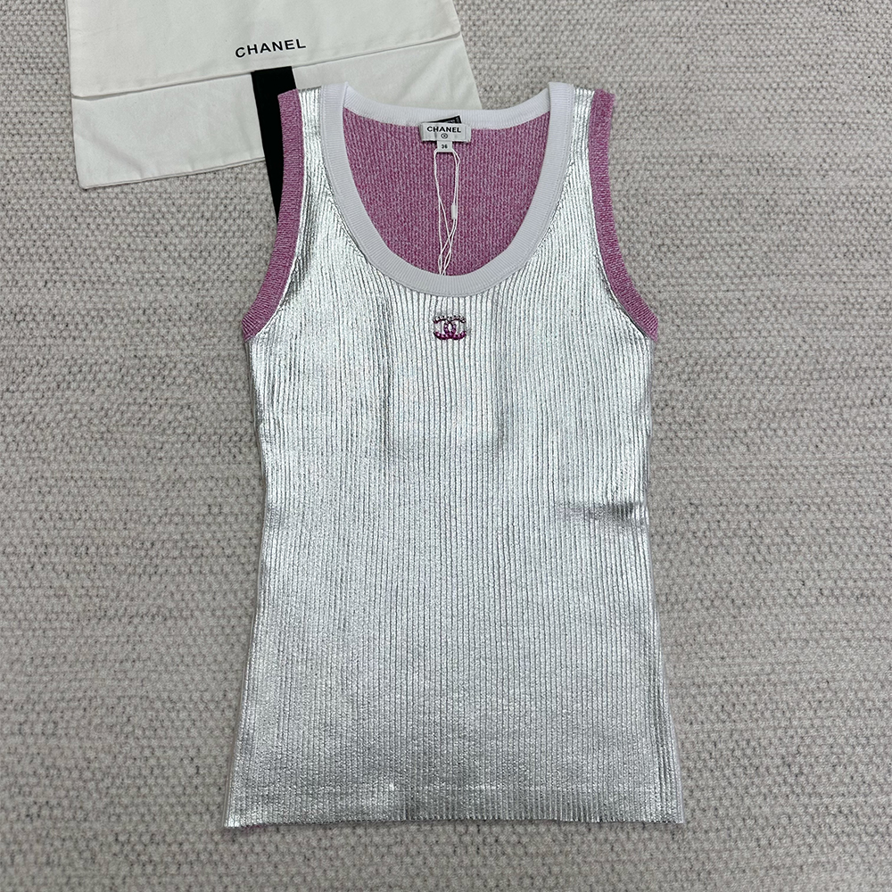 Chanel Top Qualitu Version Cotton Silver Vest#381749