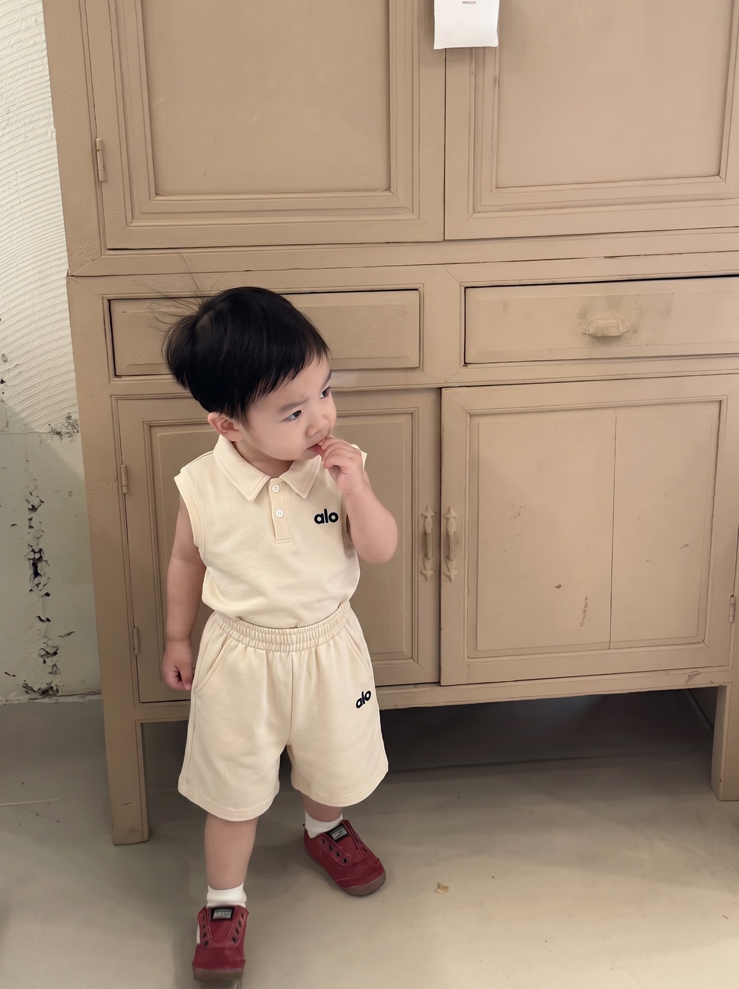 Alo Kids 2Pcs Sleeveless Polo Vest & Elastic Waist Shorts Matching Set For Boys Girls Korean Soft Casual Outfit Multi Colors Sizes 120-170