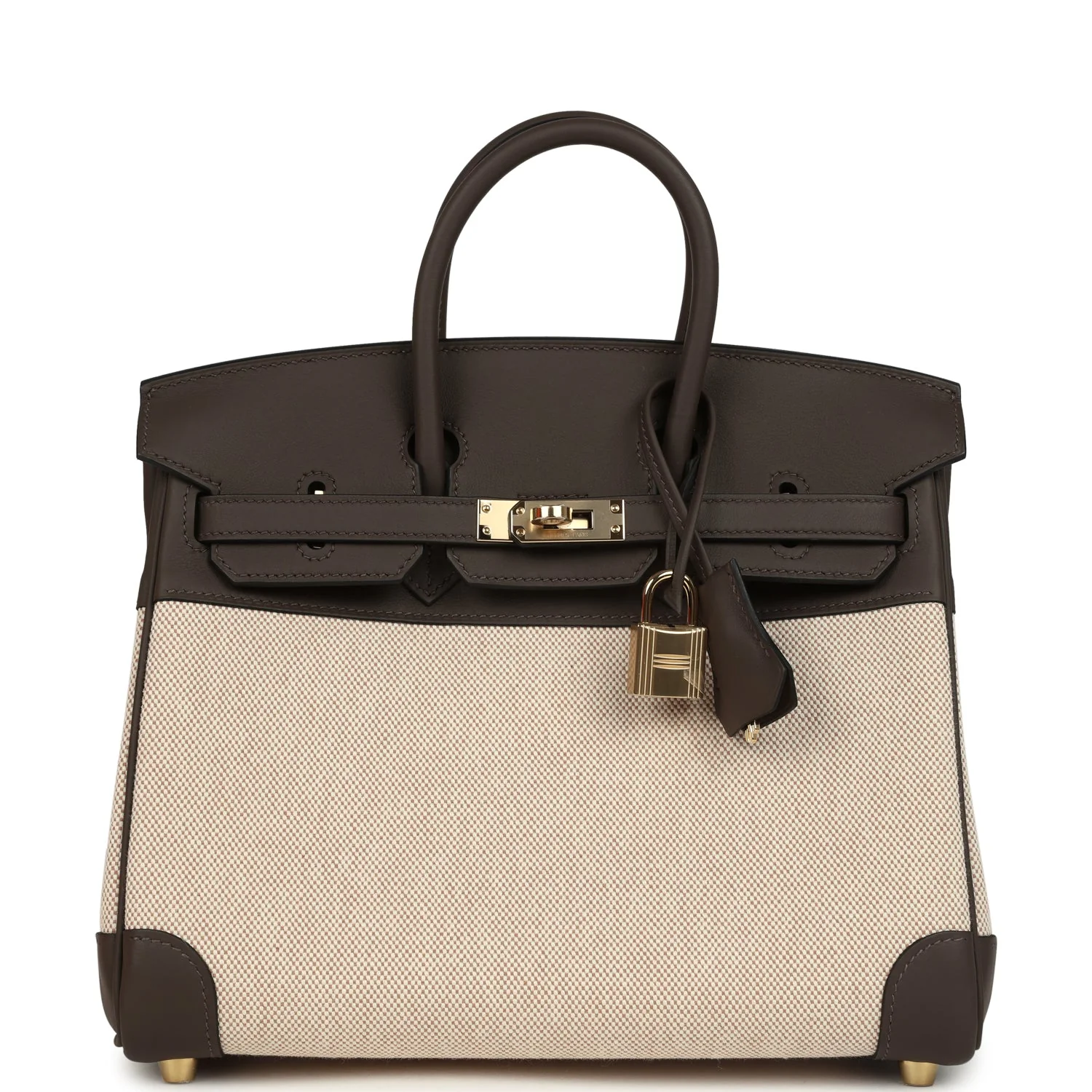 Hermes BirkinEcru-Beige Toile H Canvas and Ecorce Swift Permabrass Hardware
