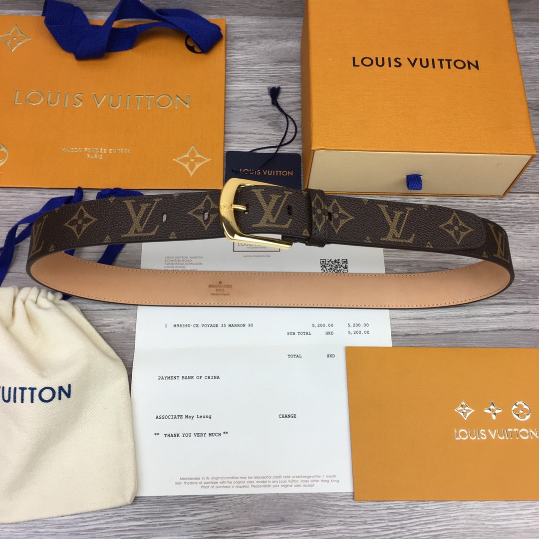 [TOP] Louis Vuitton LV Belt 3 cm - Brown - 711 Luxury