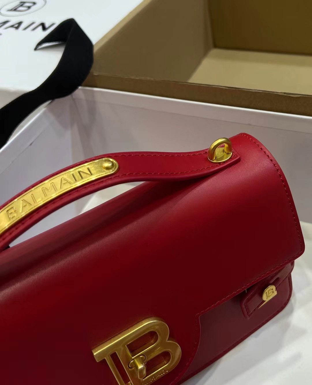 [TOP] BALMAIN Cowhide Bag 23*14*8cm - Red - 711 Luxury