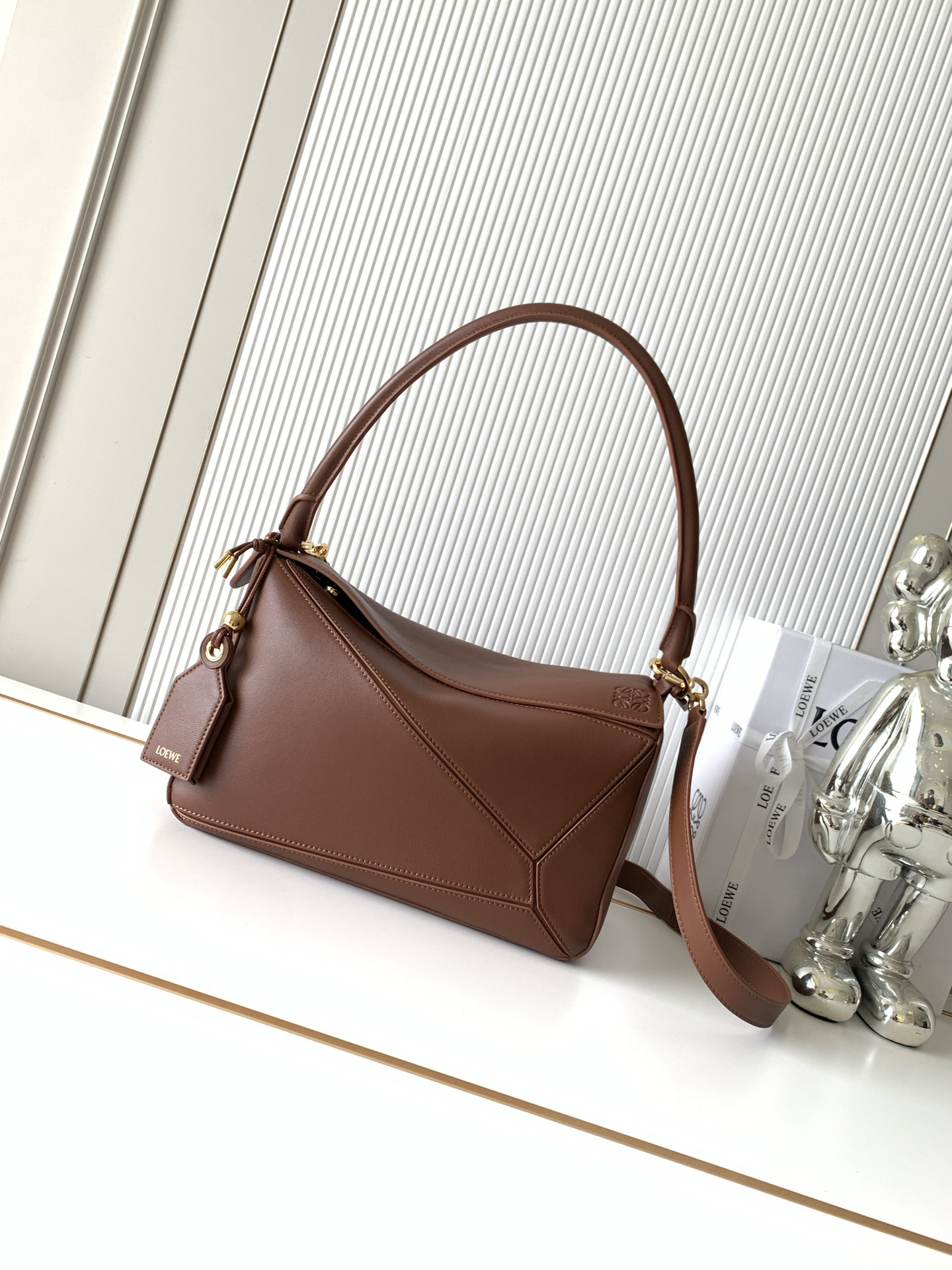 [TOP] LOEWE  Featherlight Puzzle Bag Sheepskin 29*19.5*12 CM - Brown - 711 Luxury