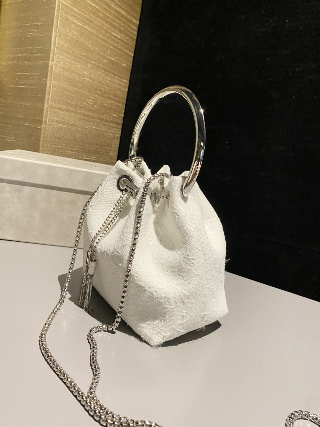 [TOP] JIMMY CHOO Bon Bon Bag 16x15x9.5cm - White - 711 Luxury