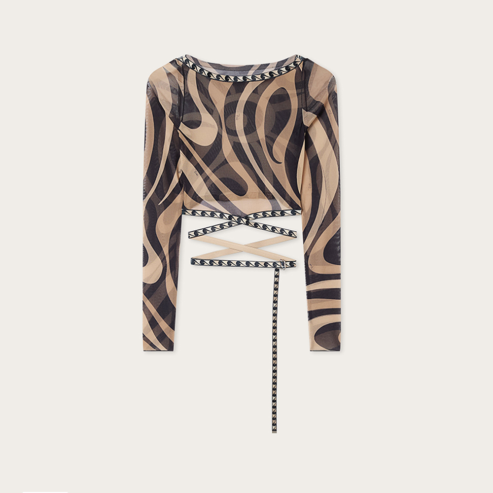PUCCI Marmo Print Long Tulle Skirt and Crop Top #384580