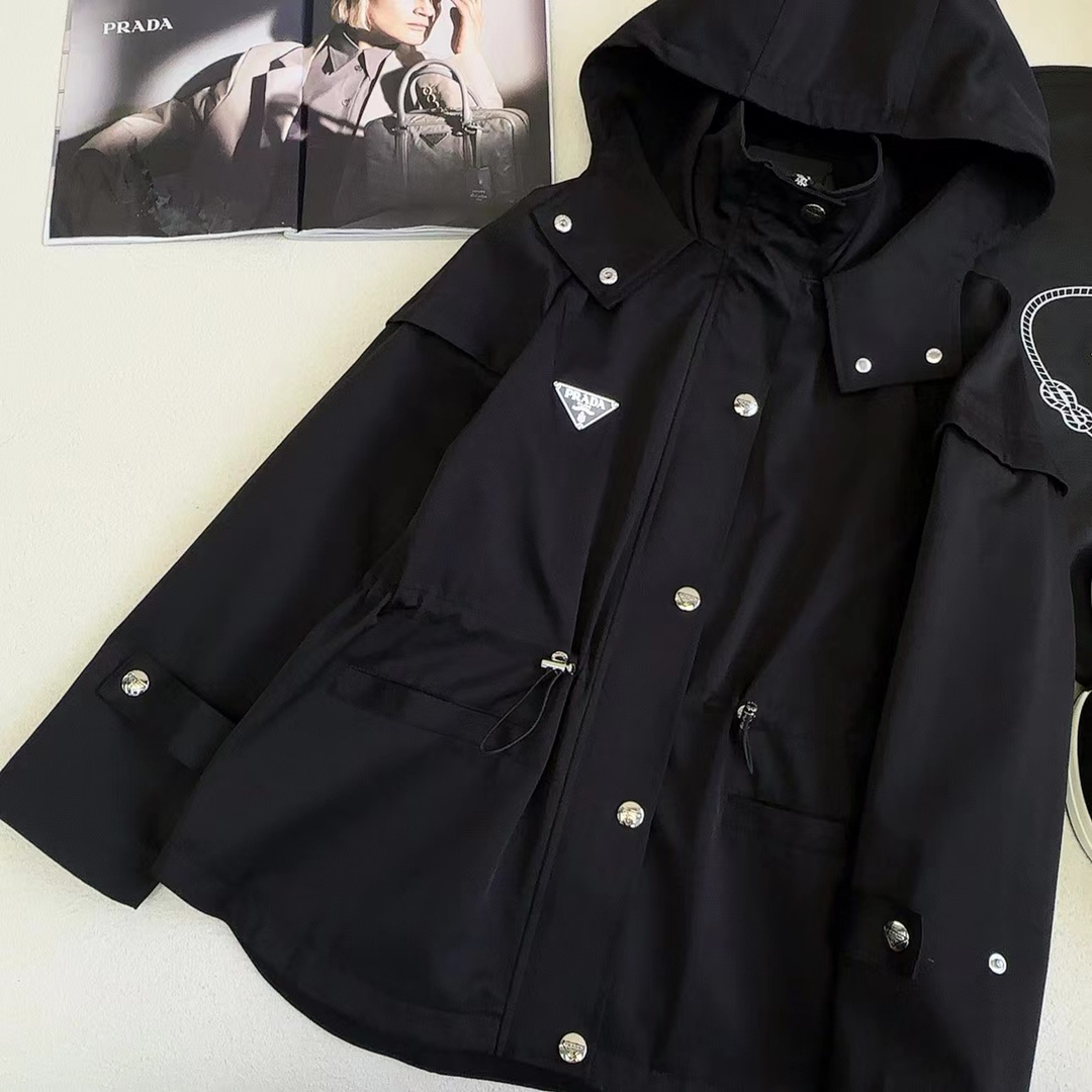 [TOP] PRADA Trench Coat - Black