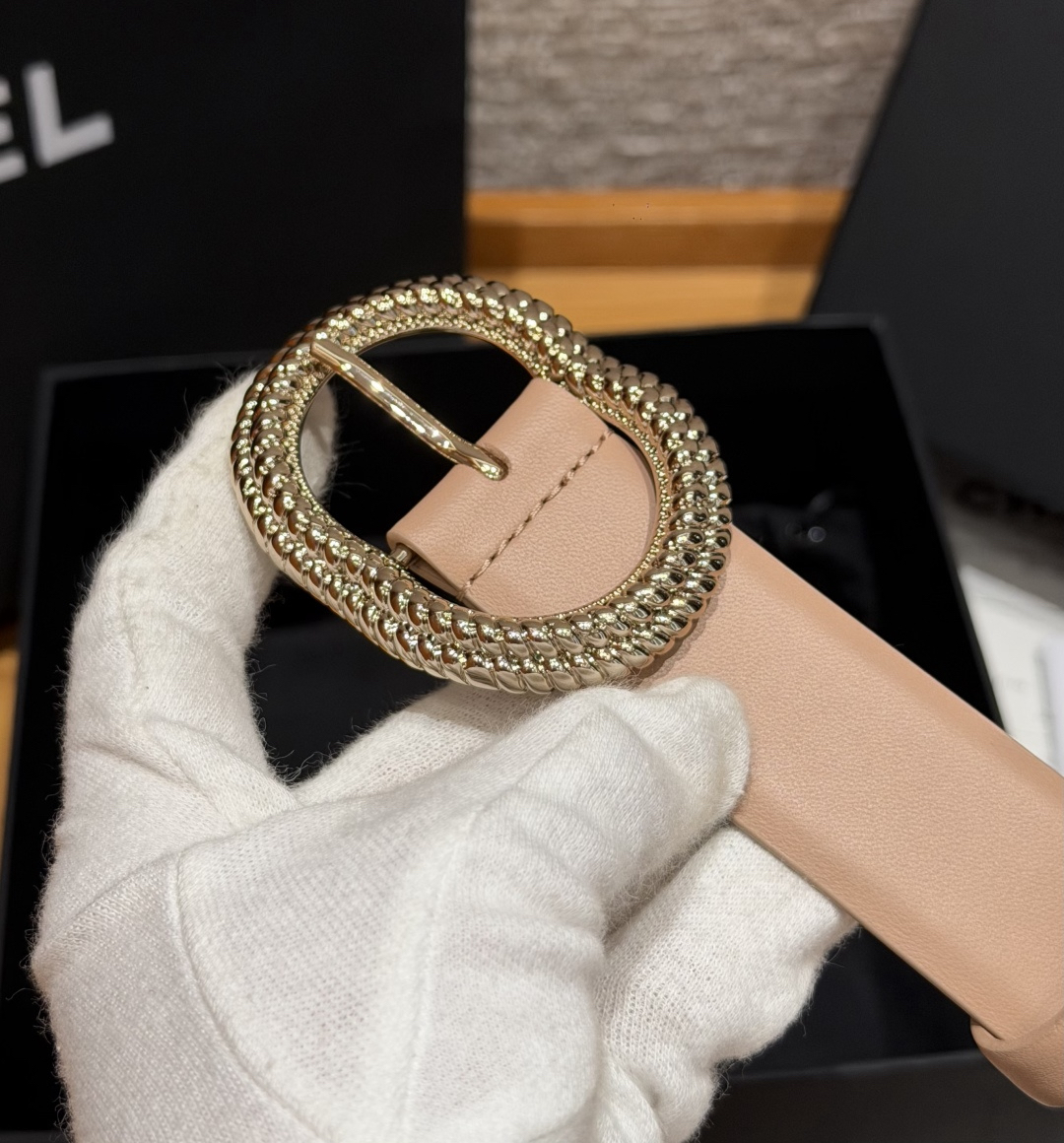 [TOP] CHANEL Cowhide Belt 3 cm - Nude Pink - 711 Luxury
