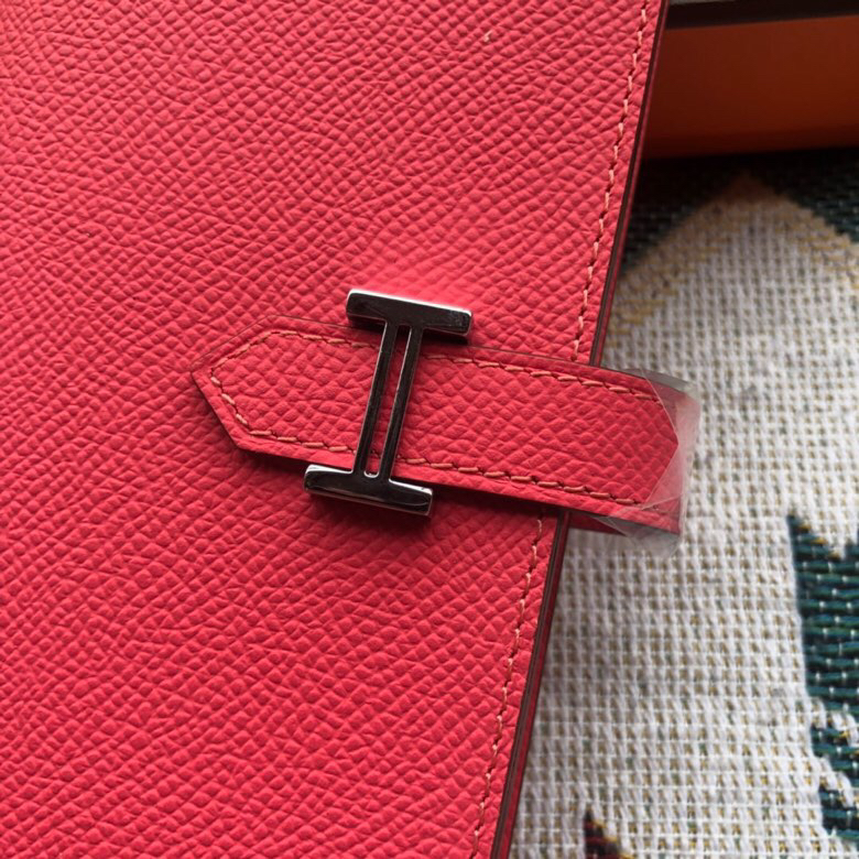 [TOP] HERMES Bearn Wallet Epsom Leather 17.5/9.5cm - Pink - 711 Luxury