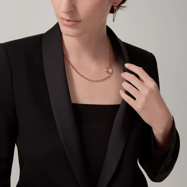 Carty Nails Solo Trace Necklace,Rose Gold,37 Moissanite