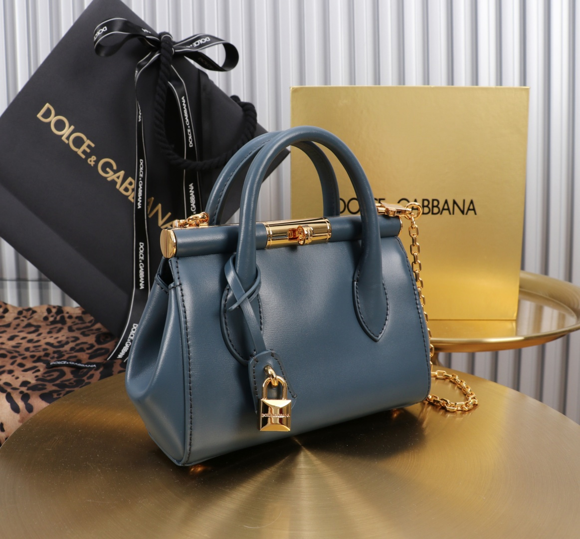[TOP] Dolce & Gabbana D&G Marlene Bag Calfskin 19x13.5x7cm - Haze Blue - 711 Luxury