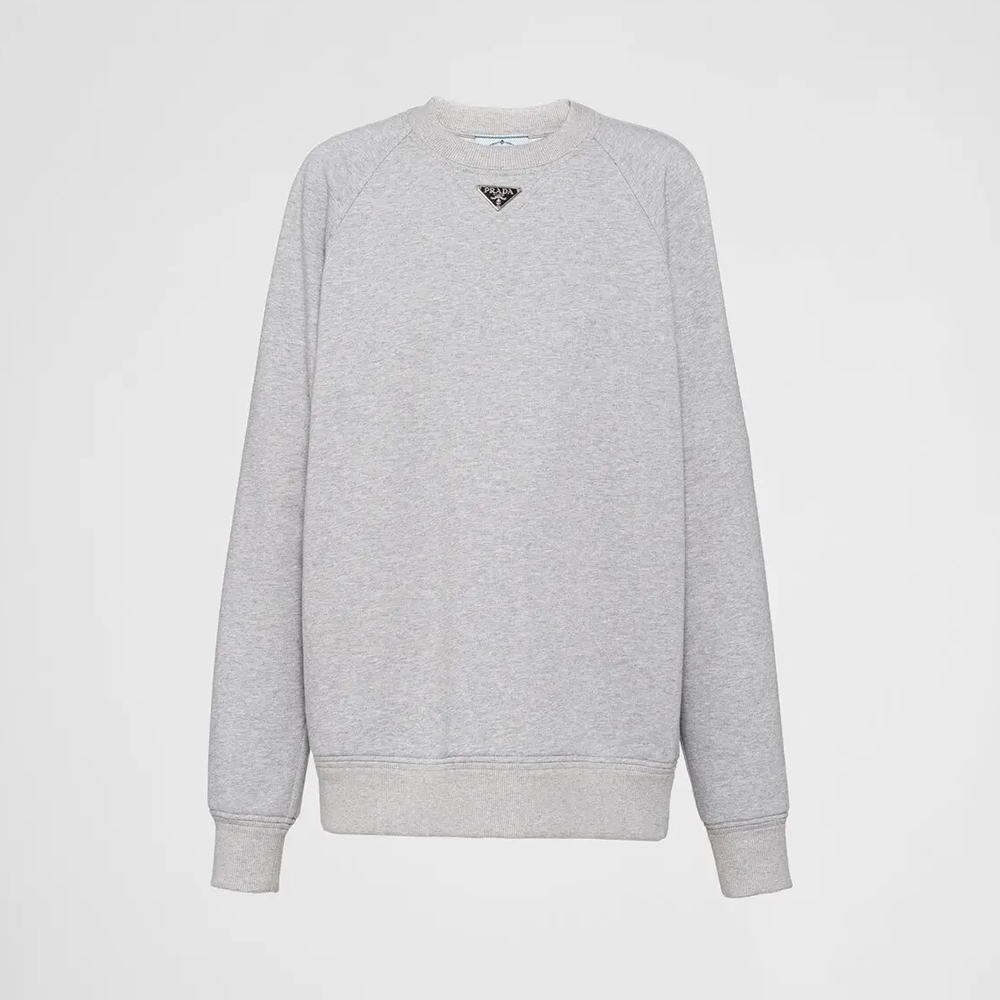 Prada grey Clothing Prada Long-Sleeved Cotton Sweatshirt Grey #395904 | Nigo Office