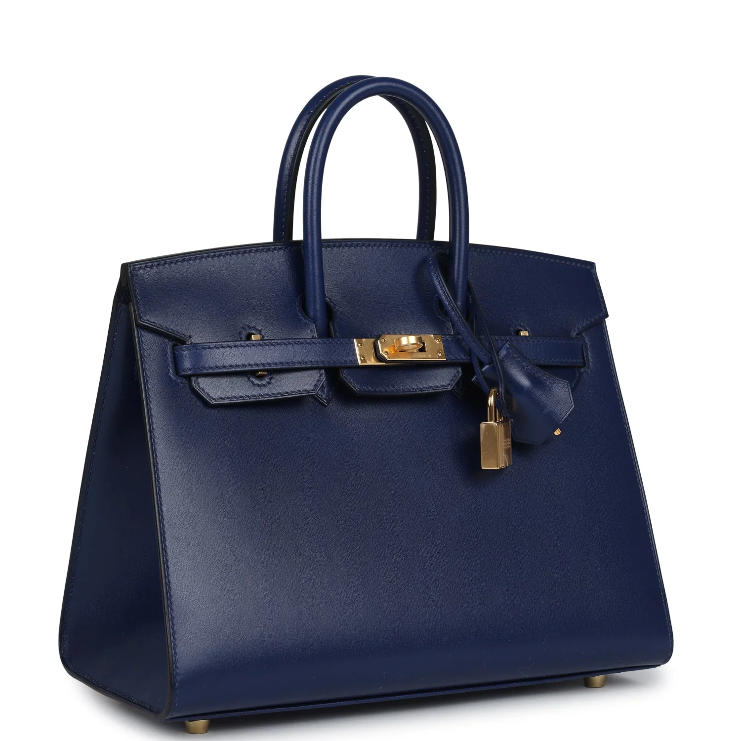Hermes Birkin SellierBleu Saphir Box Gold Hardware