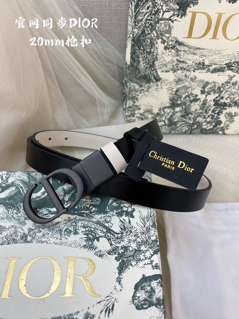 [TOP] Christian Dior Belt Cowhide 20mm - Black and White - 711 Luxury