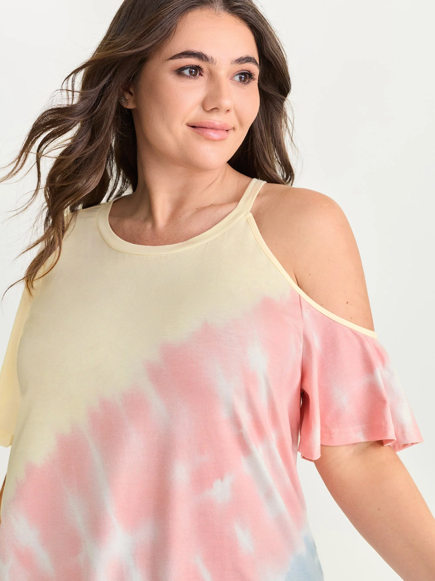 Supersoft Color Gradient Cut-Out Shoulder T-Shirt