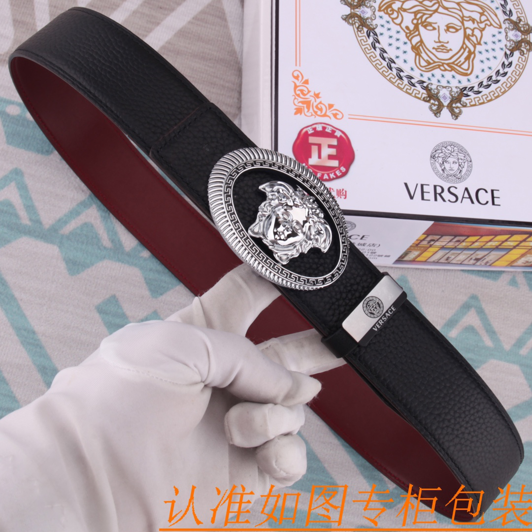 [TOP] VERSACE Men's Belt 3.8 cm - Black - 711 Luxury