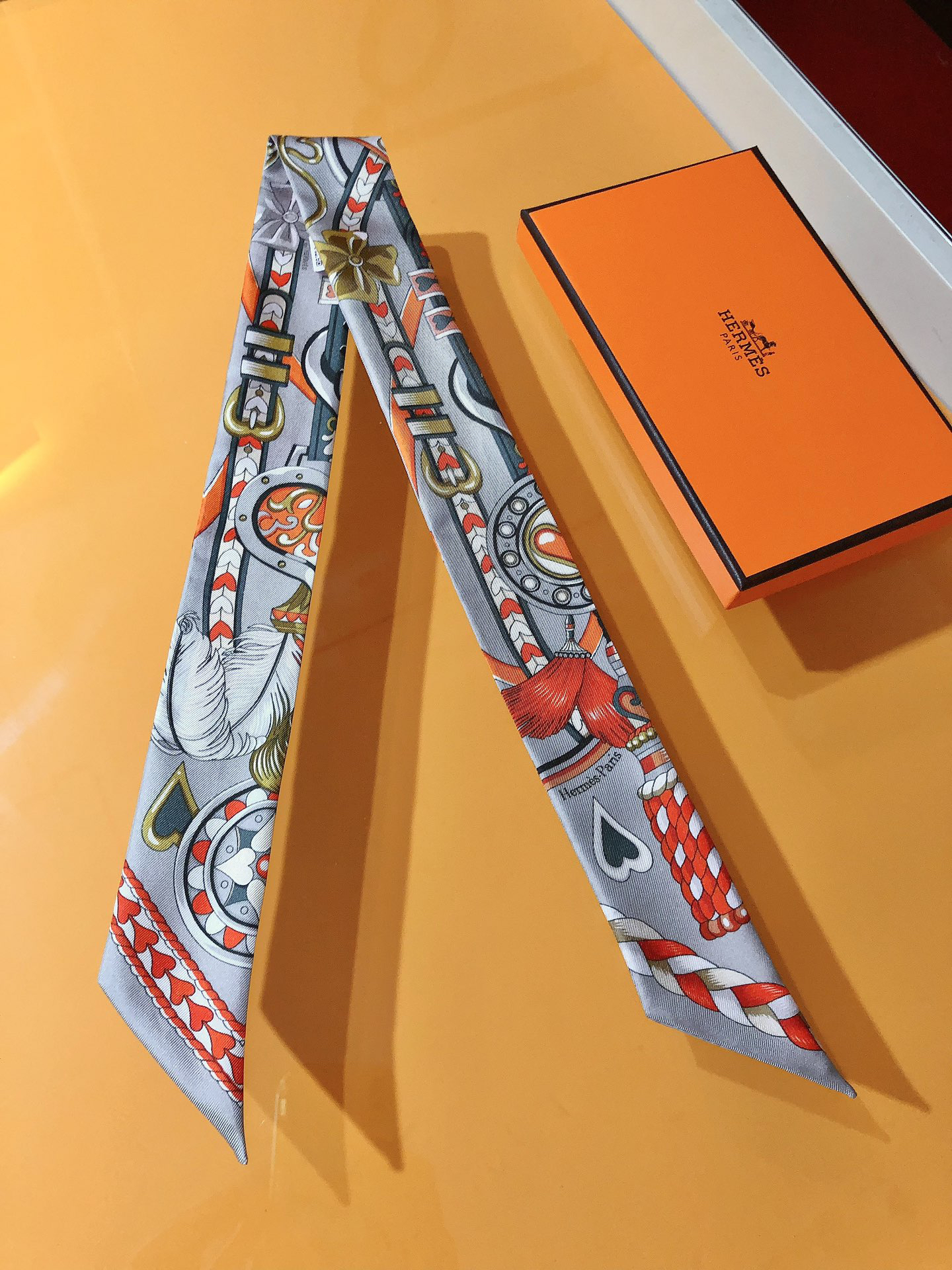 [TOP] HERMES Twilly Scarf - Gray - 711 Luxury
