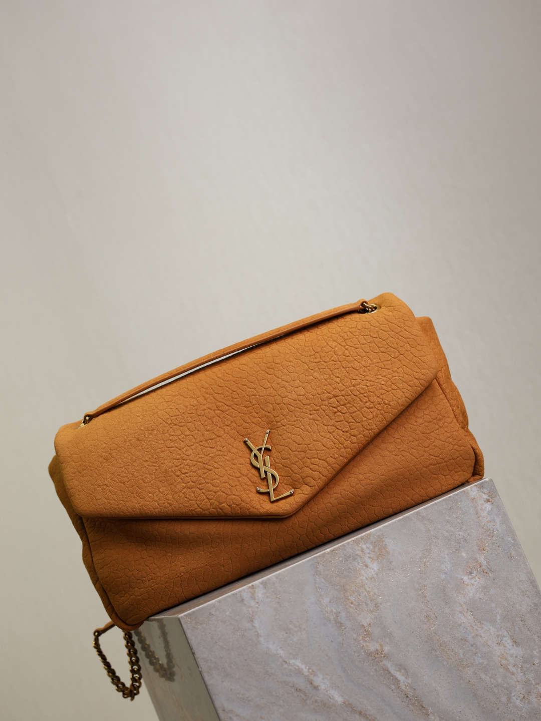 [TOP] Yves Saint Laurent YSL Calypso Chain Bag 38x21x10cm - Brown & GHW - 711 Luxury