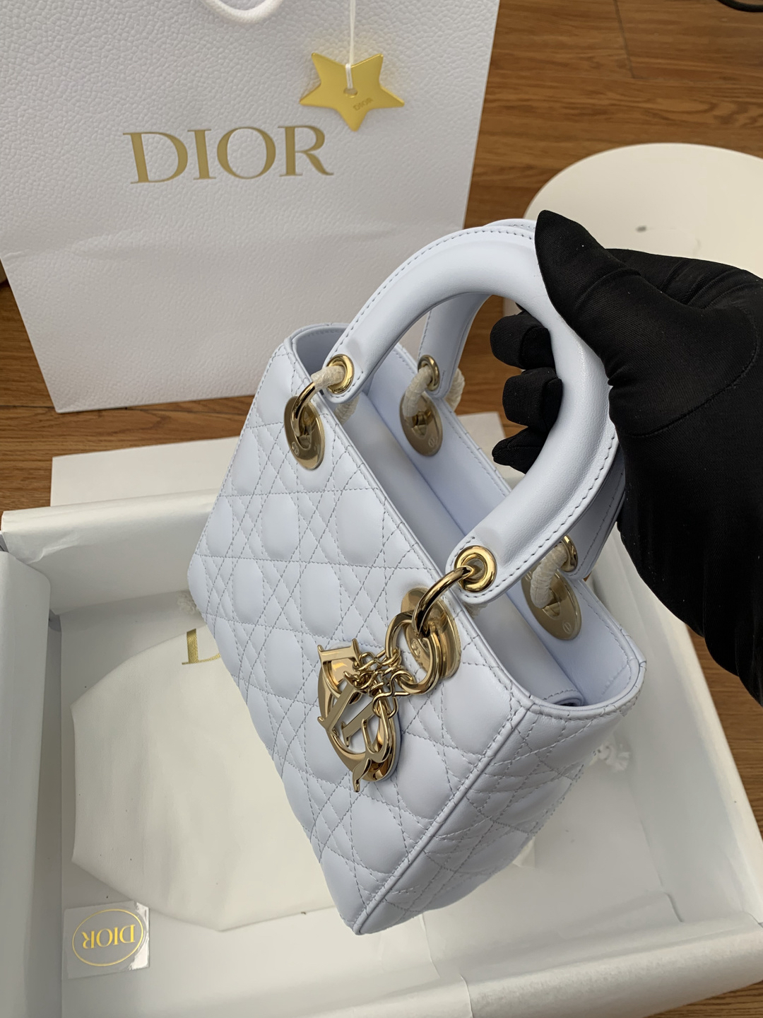 [TOP] Christian Dior Lady Dior Bag Lambskin 20x16.5x8cm - Blue